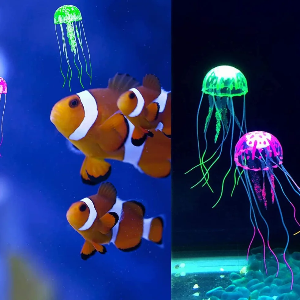 Lot de 5 décorations d'aquarium - Méduses artificielles - Accessoire de paysage pour aquarium