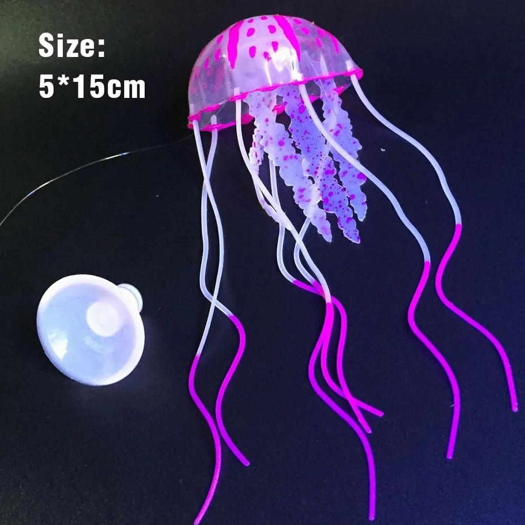 Méduses Artificielles Lumineuses pour Aquarium 4 pièces Silicone Fluorescent Décoration