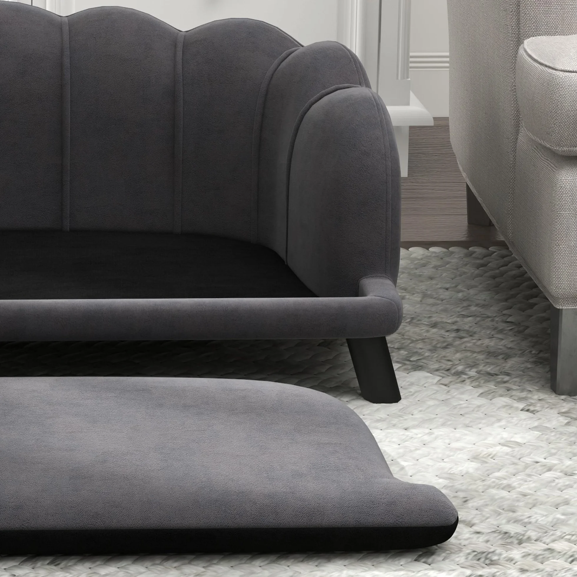 PawHut Canapé Chien lit Velours Gris 98L x 60l x 35H cm