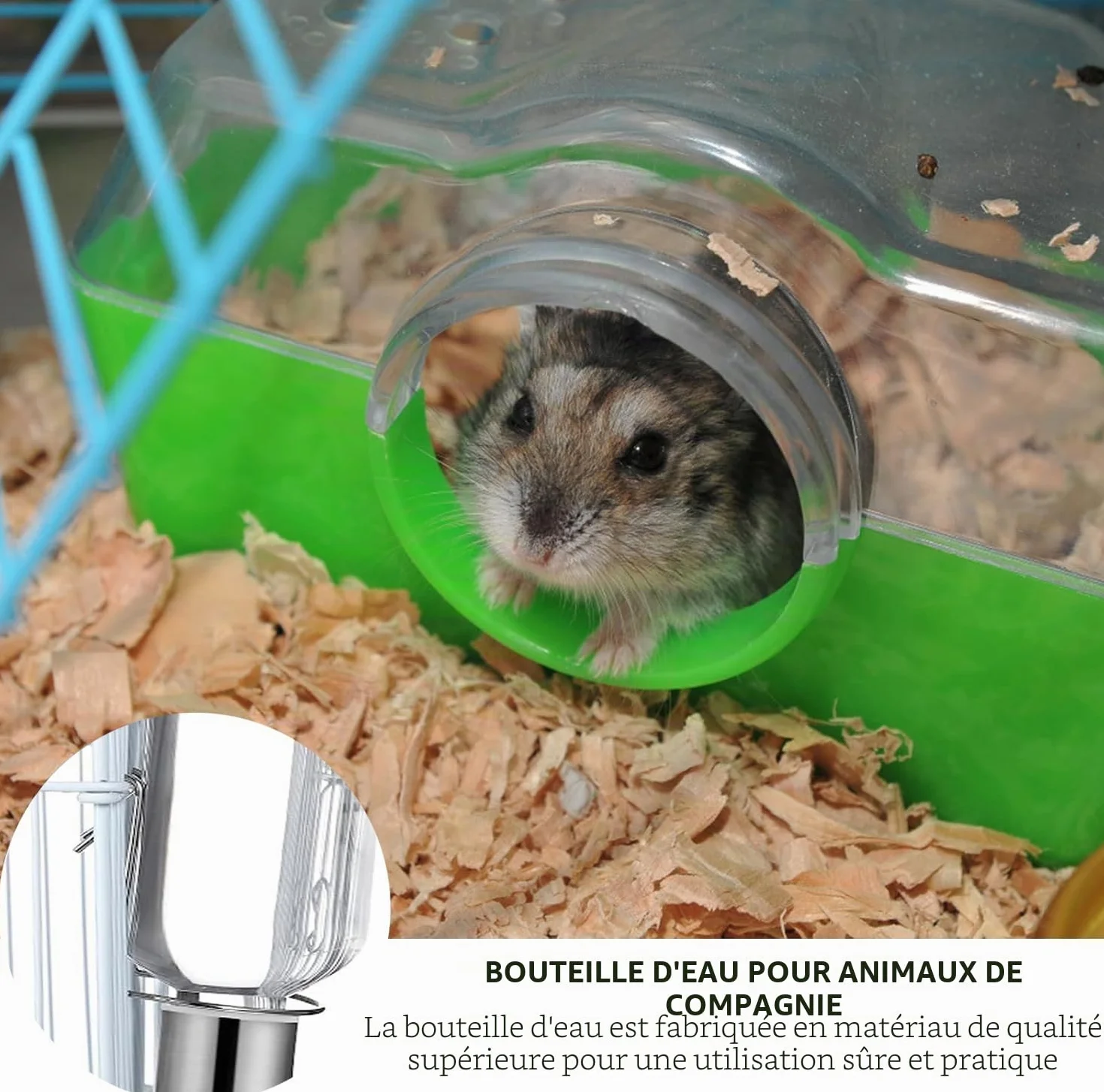 Biberon Lapin 2 Pièces Distributeur Eau Suspendu 350 ML pour Rongeurs Chatons Chiens Hamsters