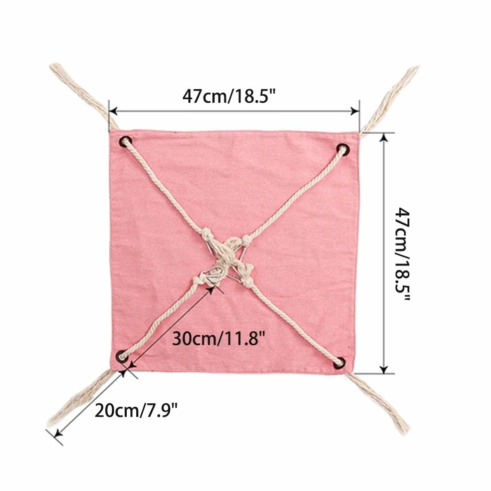 DONGKER Hamac Cage pour Chat,Nid Suspendu Respirant pour Animaux de Compagnie en Coton et Lin avec 4 Crochets pour Chats de Moins de 7Kg/15 Lbs Lapins Furets Chinchillas