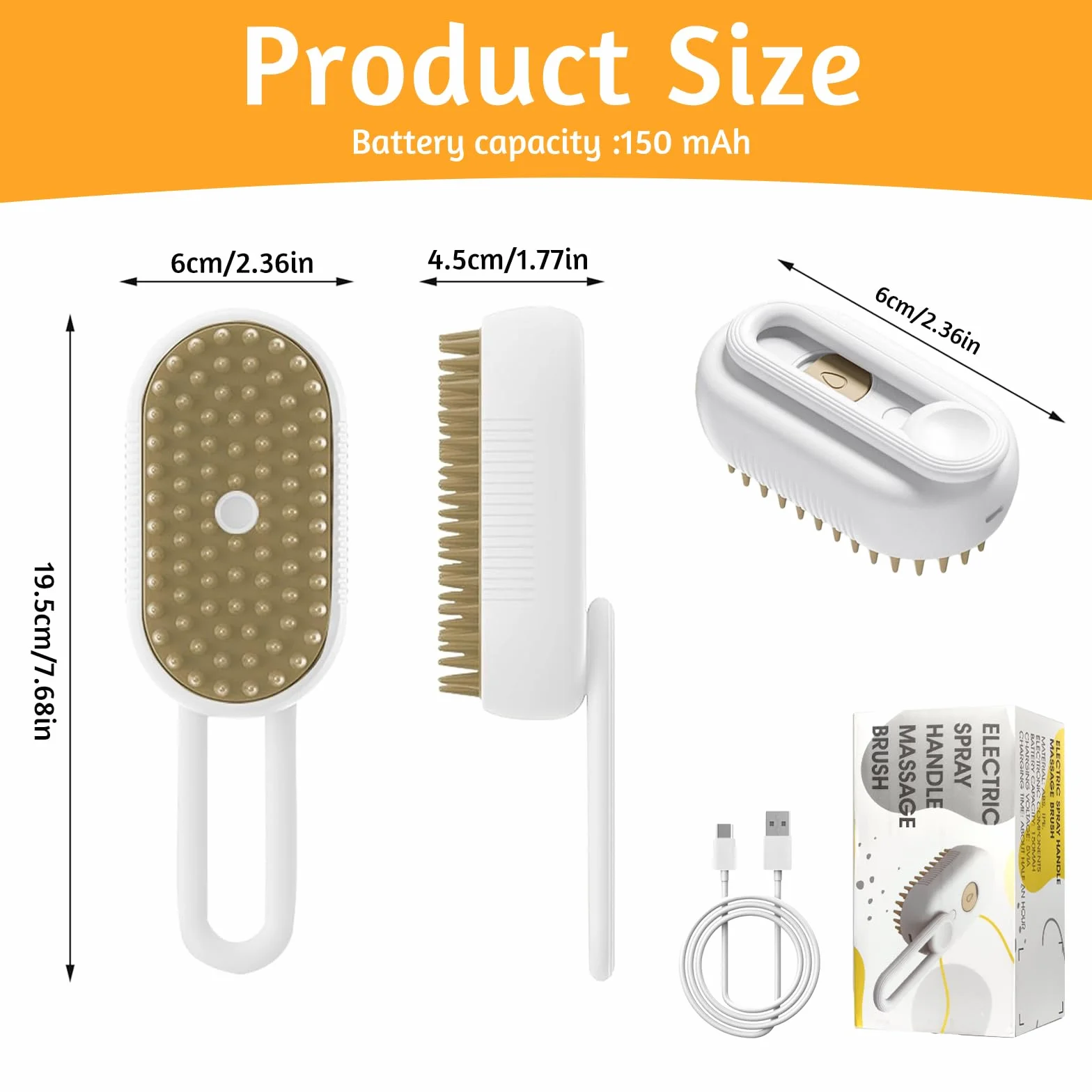 Brosse à vapeur 3 en 1 pour chats et chiens, peigne électrique de massage avec essence leave-in pour soin et épilation