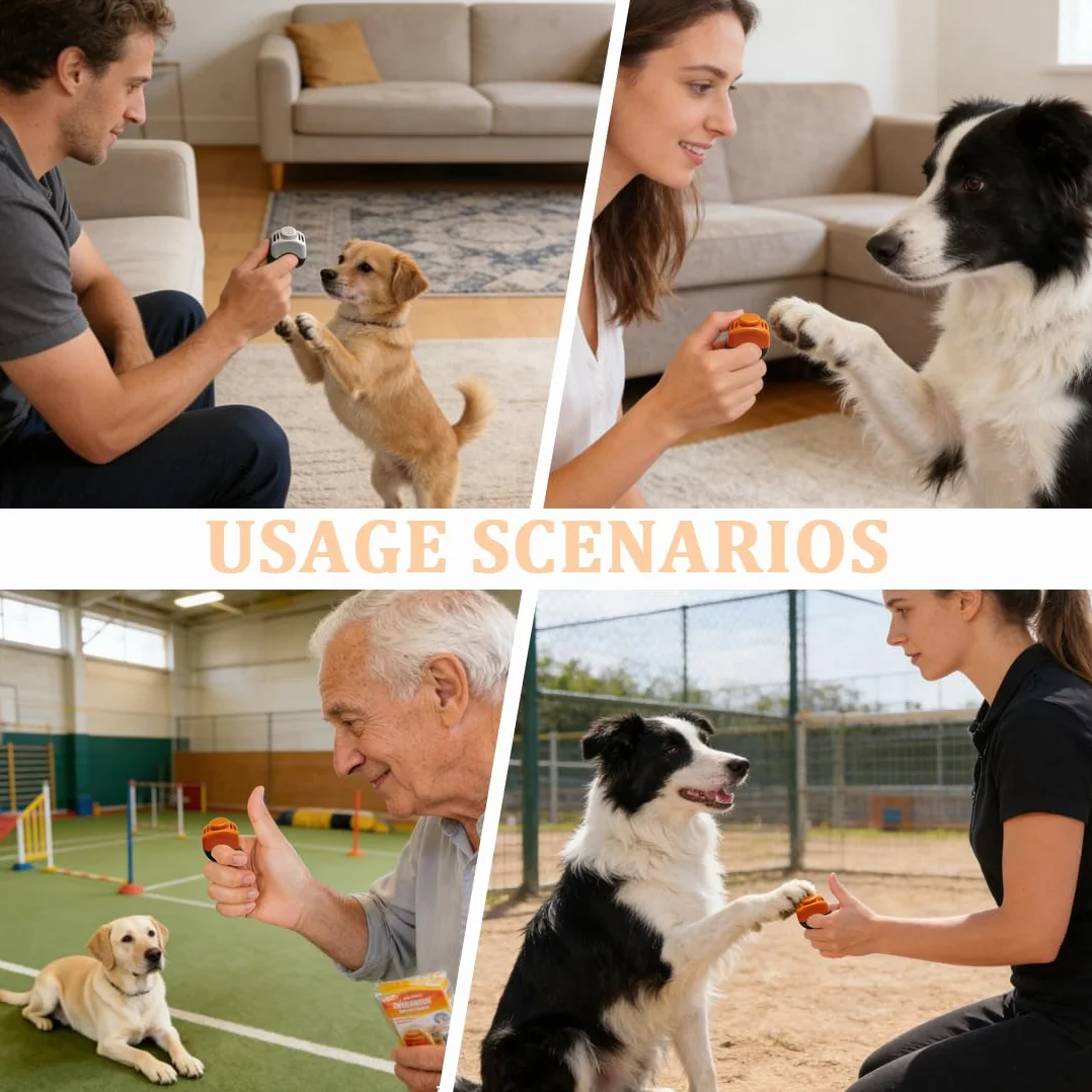 2 Clicker Chien Dressage (21mm) en orange et Gris, Clicker en Anneau pour Animaux de Compagnie Accessoire Pratique pour l’Entraînement Canin pour Chien Chat Cheval