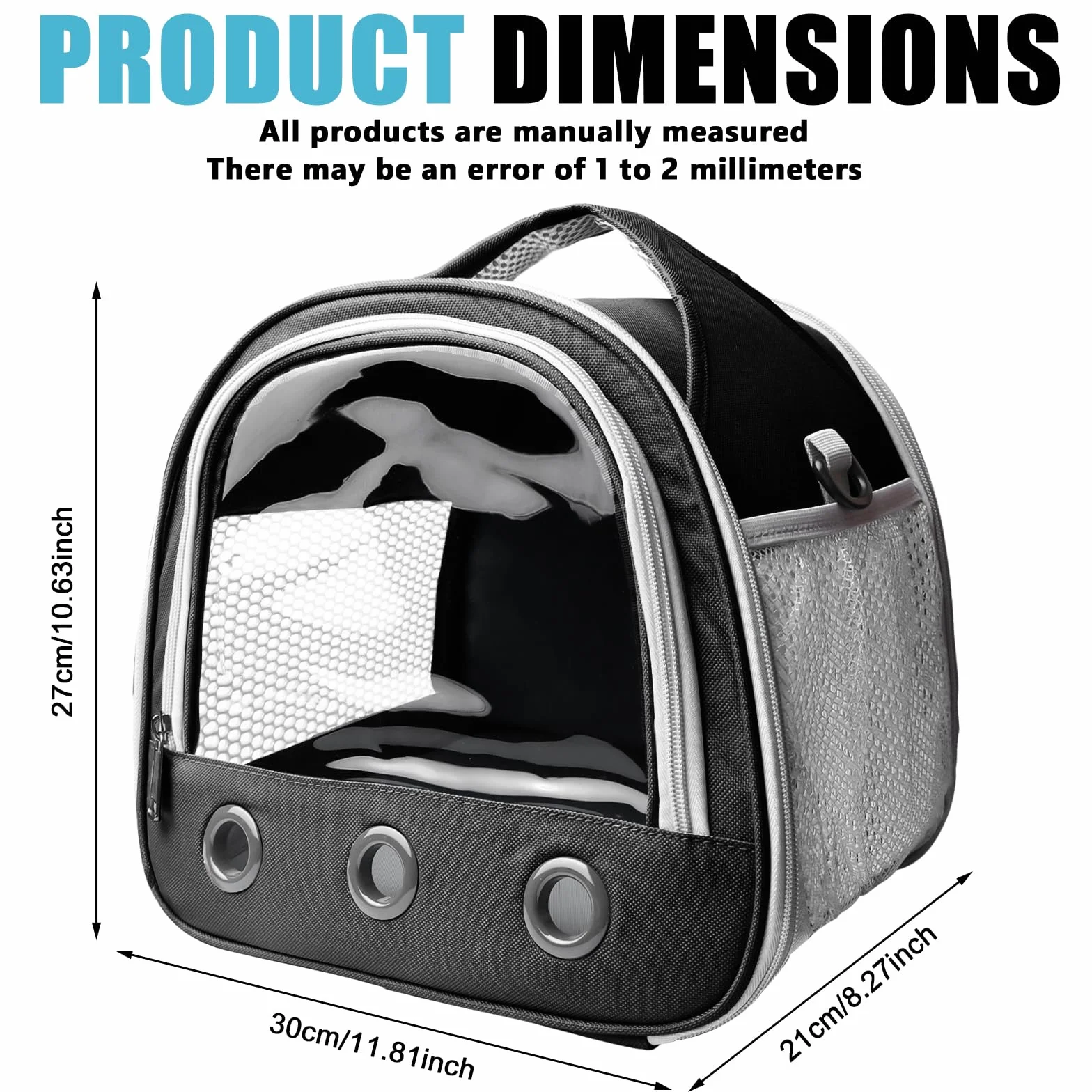 Boîte de transport pliable pour chat chien lapin hamster 30 x 21 x 27 cm Noir