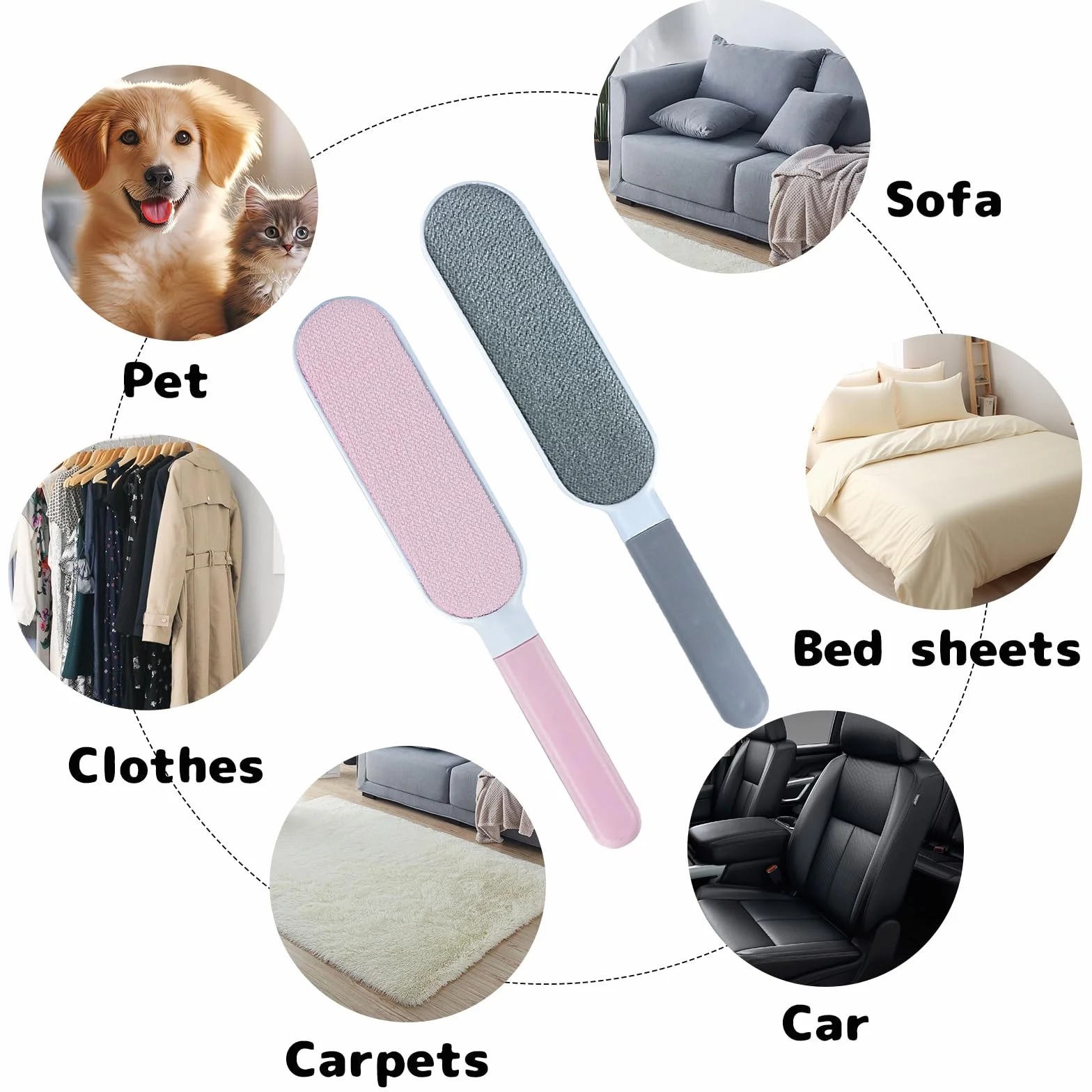 Brosse Anti Poils Animaux Vêtement 2 Pièces pour Enlever Les Poils