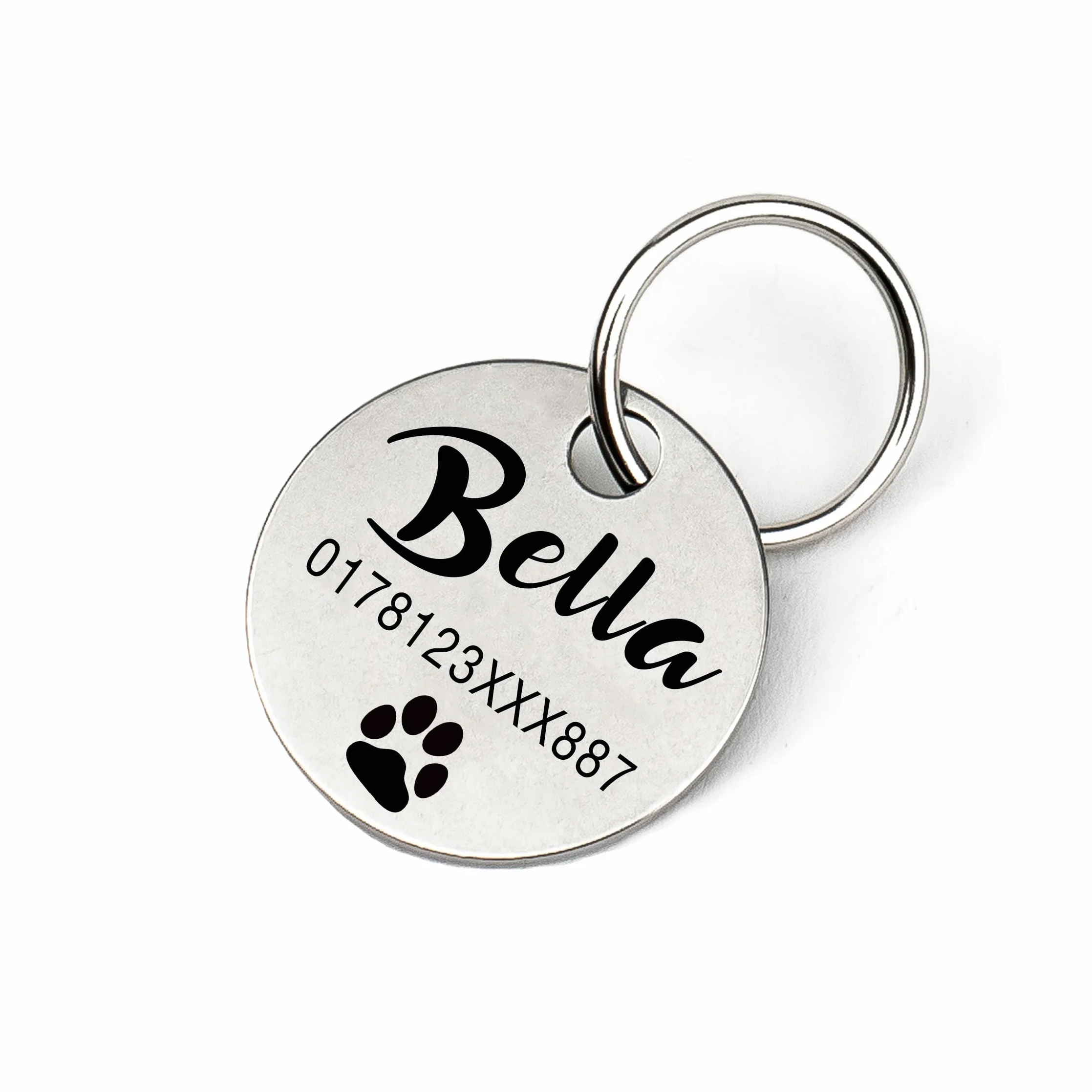 Médaille d’identification personnalisée pour chien en acier inoxydable avec gravure du nom, numéro de téléphone, adresse et date – pour Noël et anniversaire