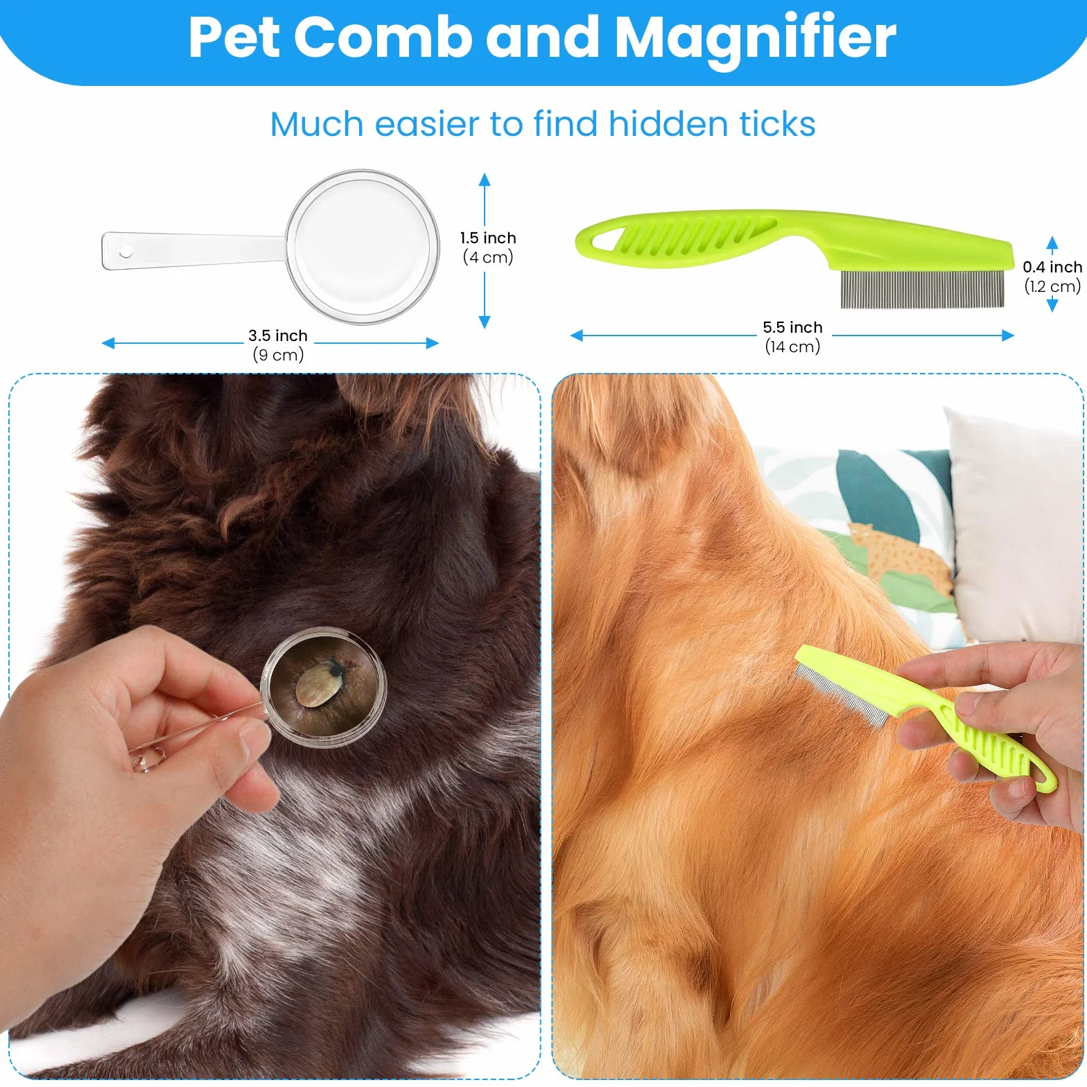 Pince à Tiques Anti Tiques pour Chiens et Chats, Crochet 2 en 1 en Acier Inoxydable