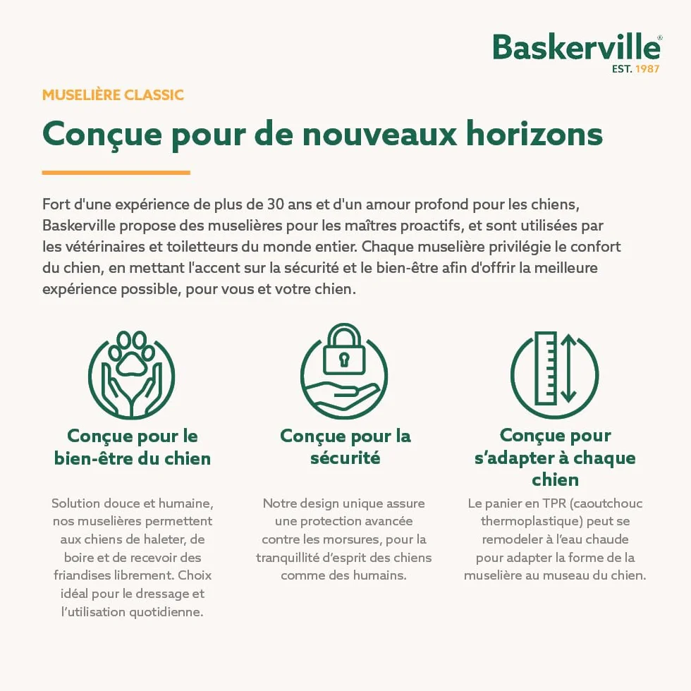 MUSELIÈRE PANIER BASKERVILLE CLASSIC - Laisse le chien boire/haleter, l’empêche de mordre/faire les poubelles, idéal pour les chiens à long museau, respirante, pour les grands chiens (Taille 10)