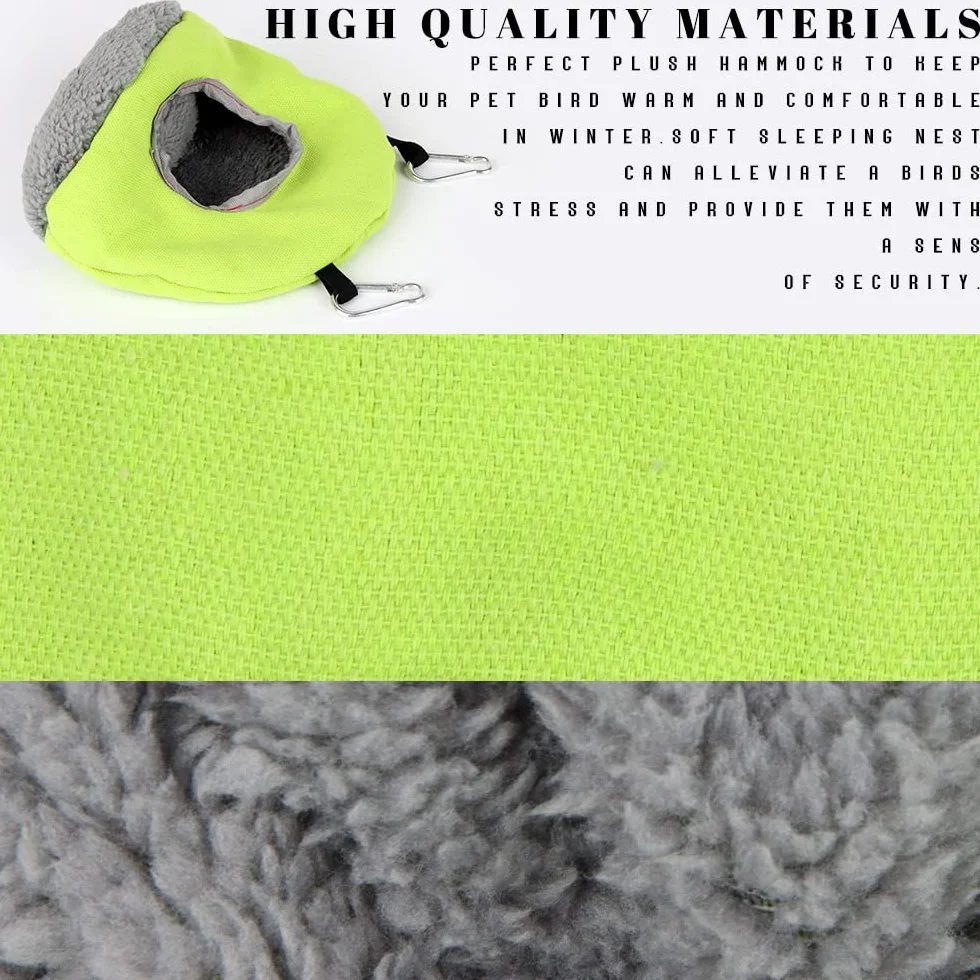Nid d'oiseau Hiver Cabane Perroquet Suspendu Peluche Rond Doux Vert