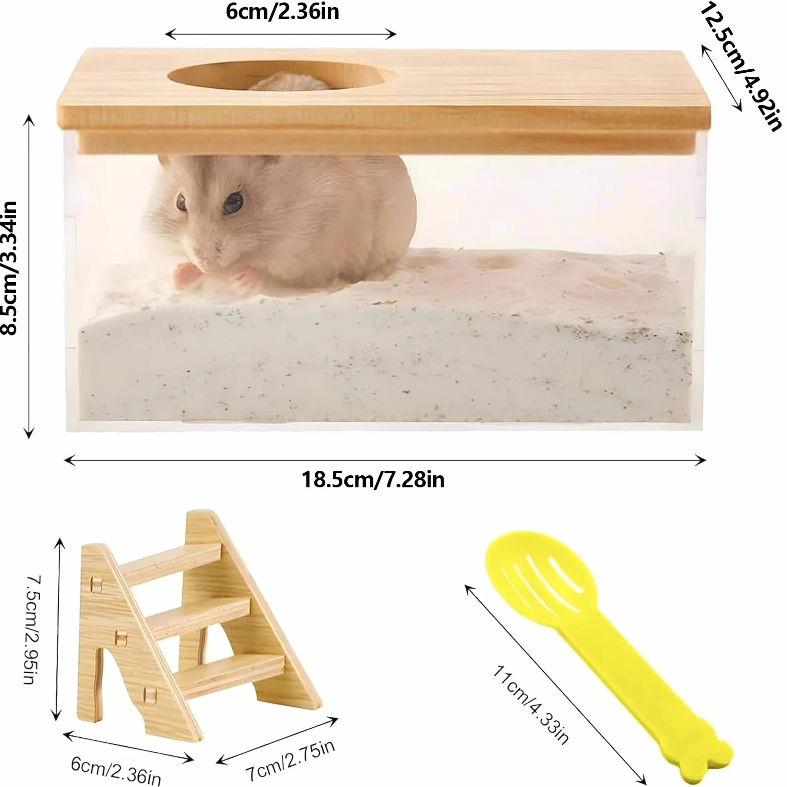 Maison De Toilette Hamster Transparente, Conteneur Bain Sable pour Hamster Chinchilla Gerbille