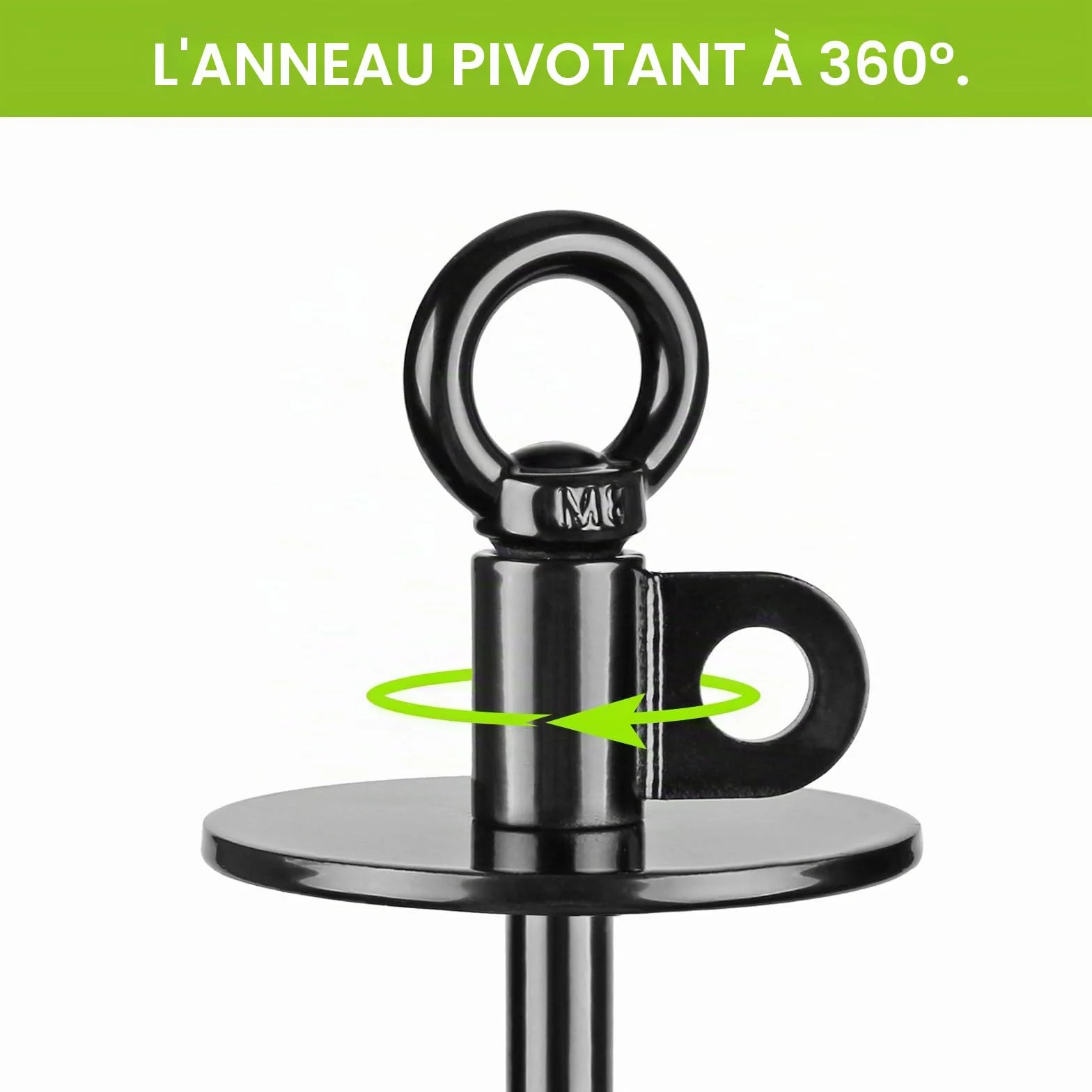 Piquet d'attache robuste pour chiens 100 kg sans nœuds noir