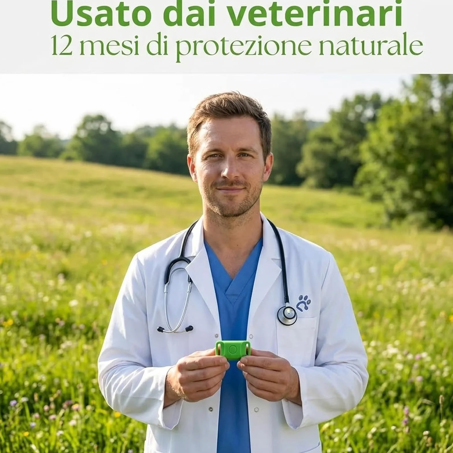 Collier Anti Puce et Tique Naturel pour Chien, Répulsif Huiles Essentielles 2 Capsules Remplaçables, Réglable Compatible AirTag Vert