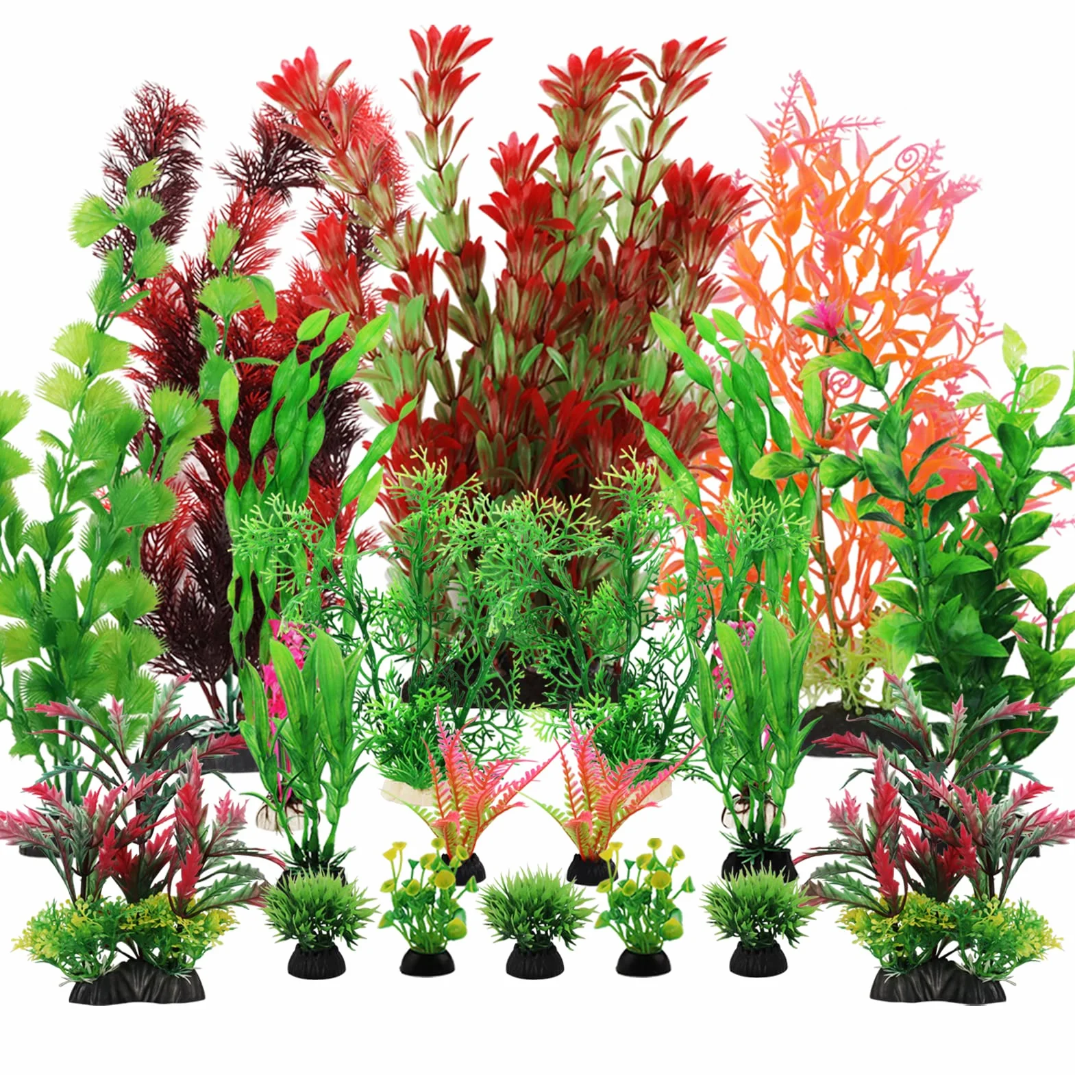 QUOZUO 20 Pièces Plante Artificielle Aquarium Décoration, Colorées Terrarium Plante