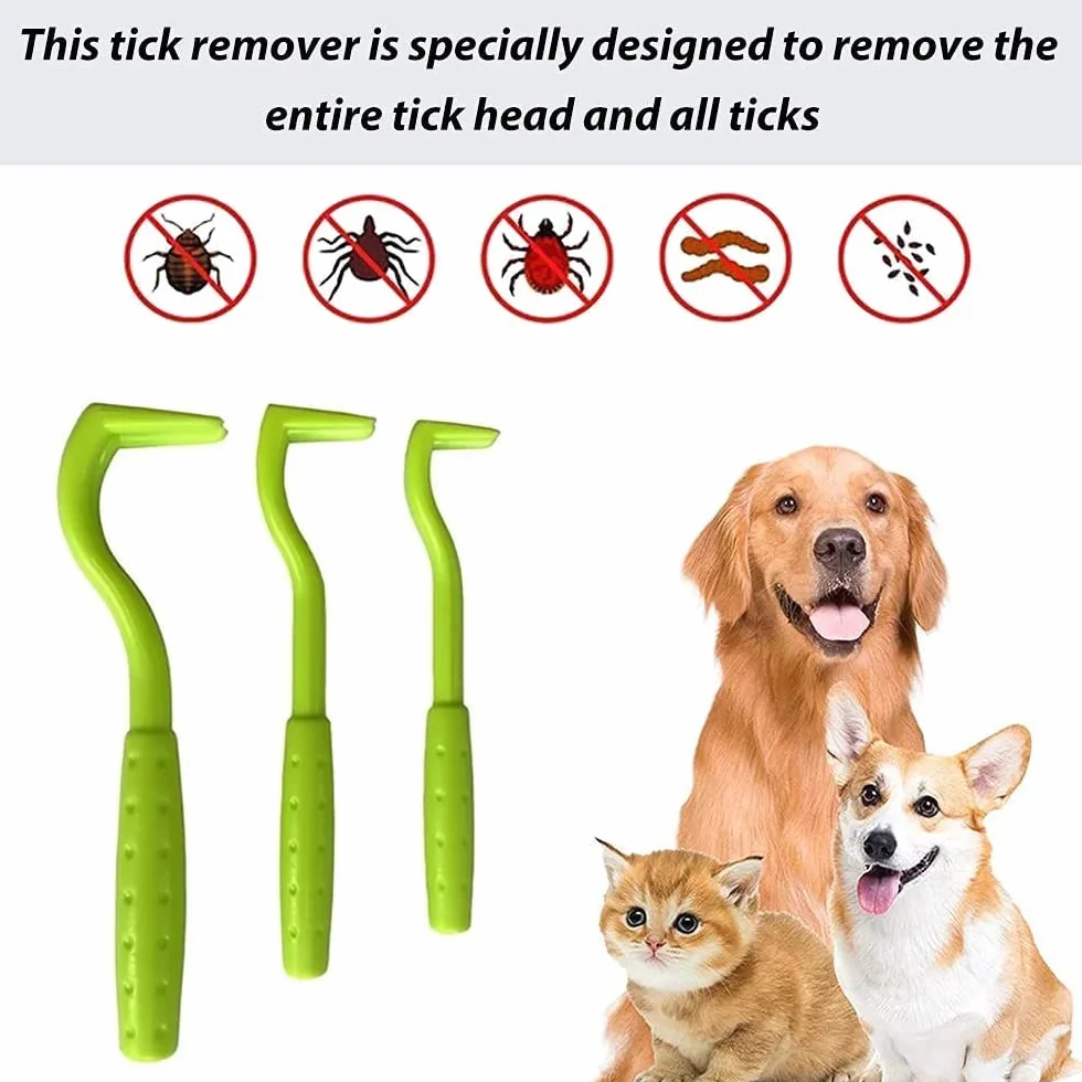 Crochet Tiques 3 Pièces Tire Tique Pince Plastique pour Chiens Chats