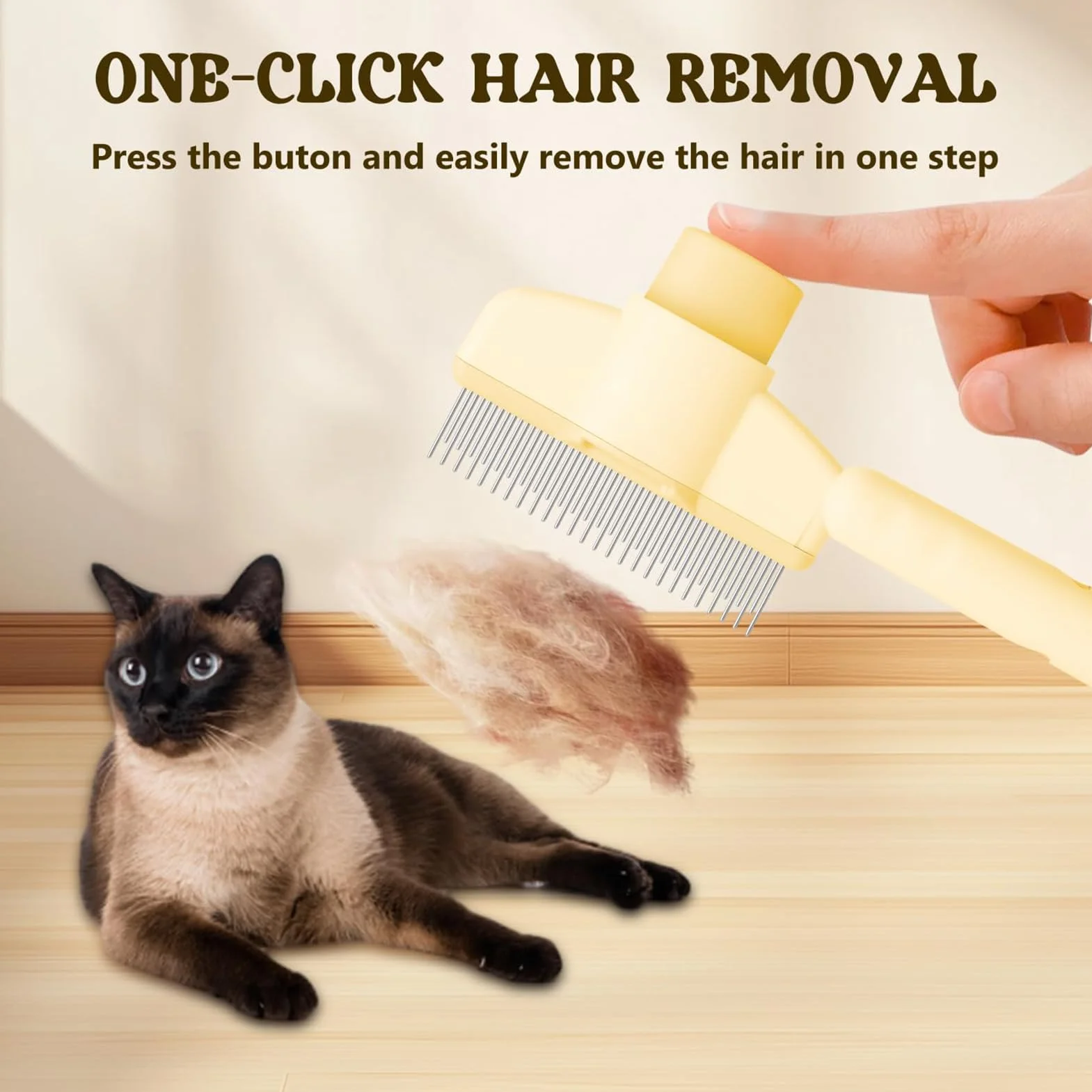 Peigne Chat|2 Pack Brosse Poils Animaux Autonettoyante Pour Poils, Peigne Anti Puces Pour Chat Avec Bouton De Déverrouillage, Brosse de Toilettage Pour Convient Aux Poils Longs Et Courts (Vert+Jaune)