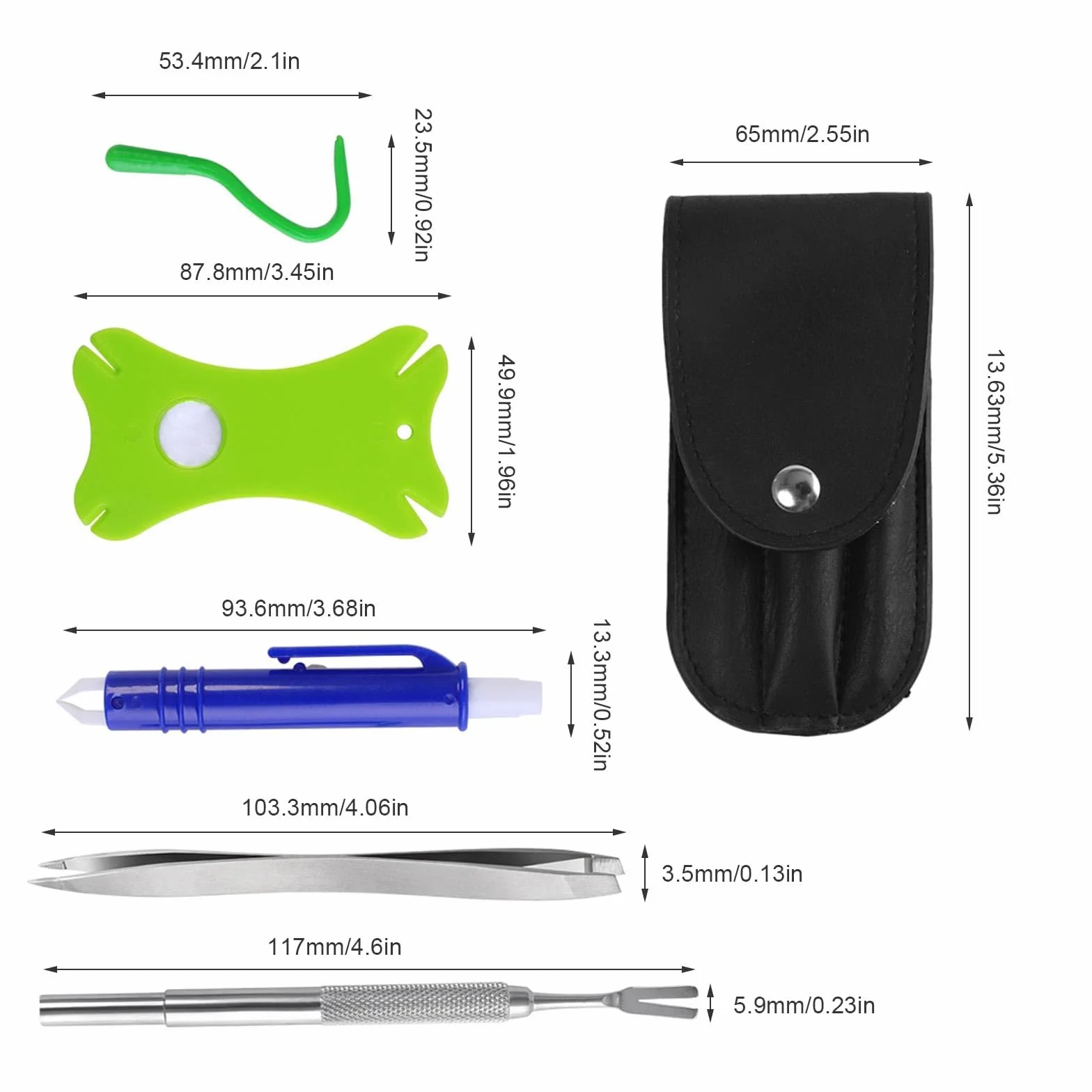 Pince à Tiques, 6 Pièces Pince à Tique Chien, Pince-Anti Tique, avec Loupe et Sac de Rangement, Idéales pour Retirer Les Tiques, Les Poux et Saletés