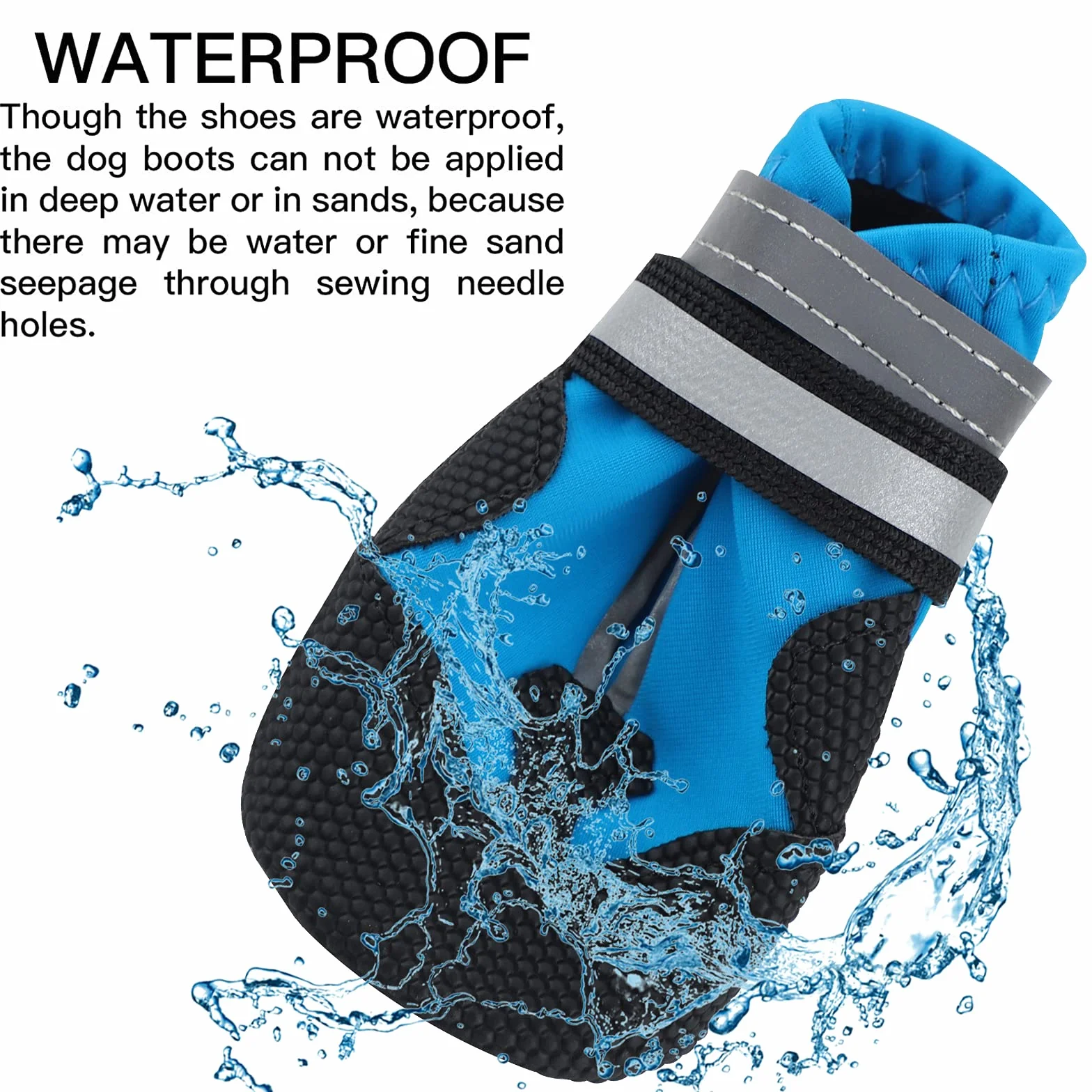 Bottes Chien Imperméables Lot de 4 avec Sangles Réfléchissantes Semelle Antidérapante pour Petits et Moyens Chiens (XL)
