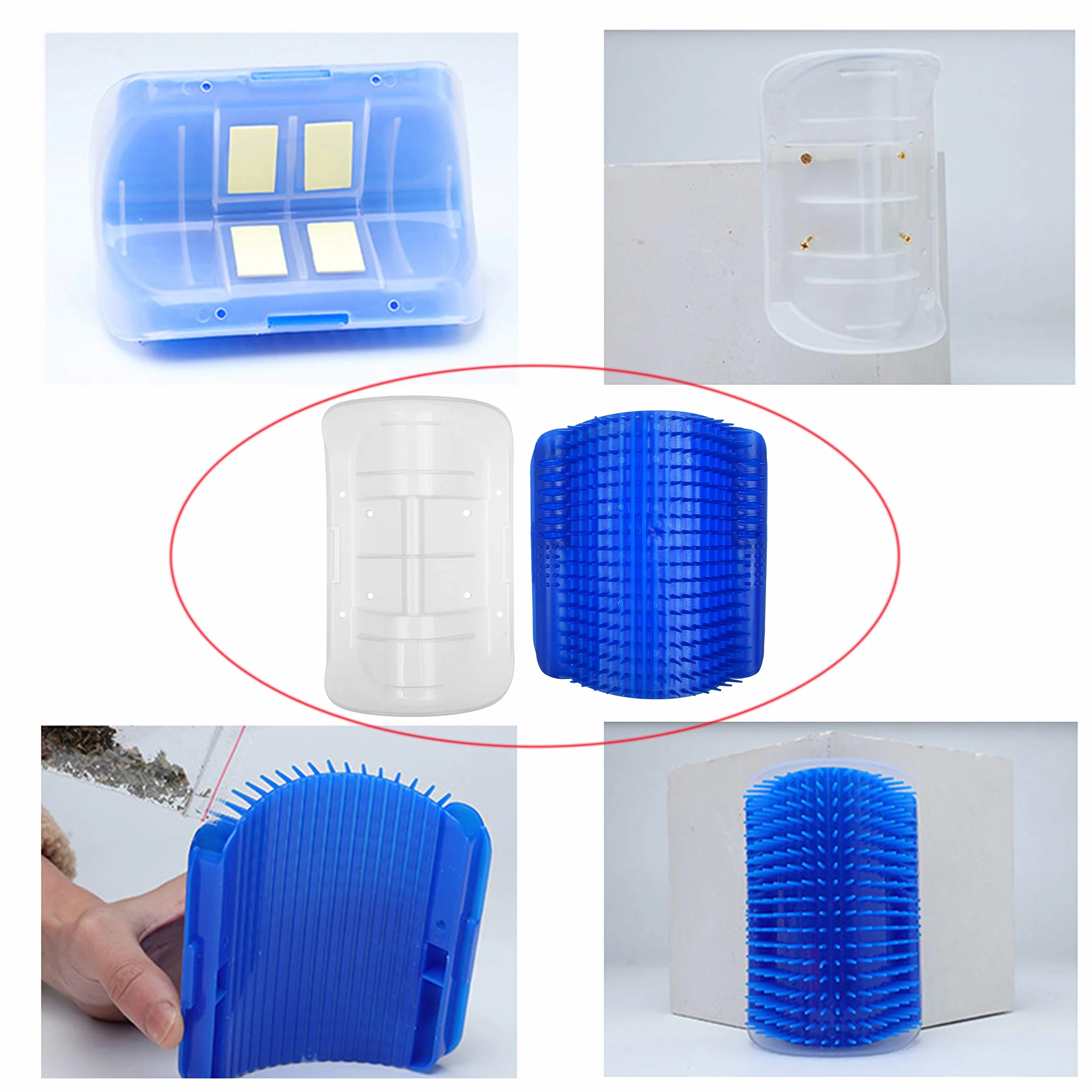 Eco-Fused Kit de brosse pour chats Auto-toiletteur Brosse Lissante Bleue Gant de toilettage