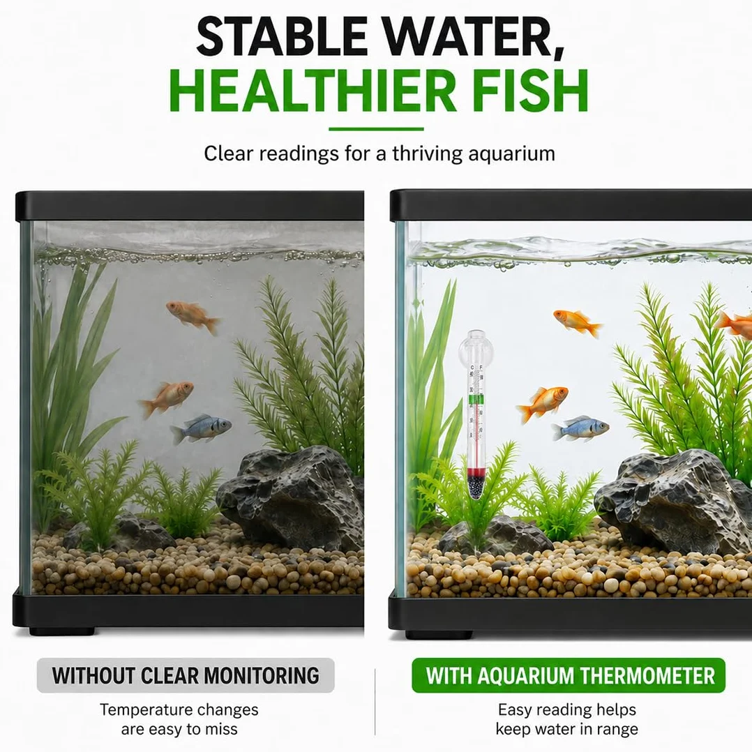 Thermomètre Aquarium Ventouse, Mesure Précise Température Eau Douce Salée Poisson Reptile