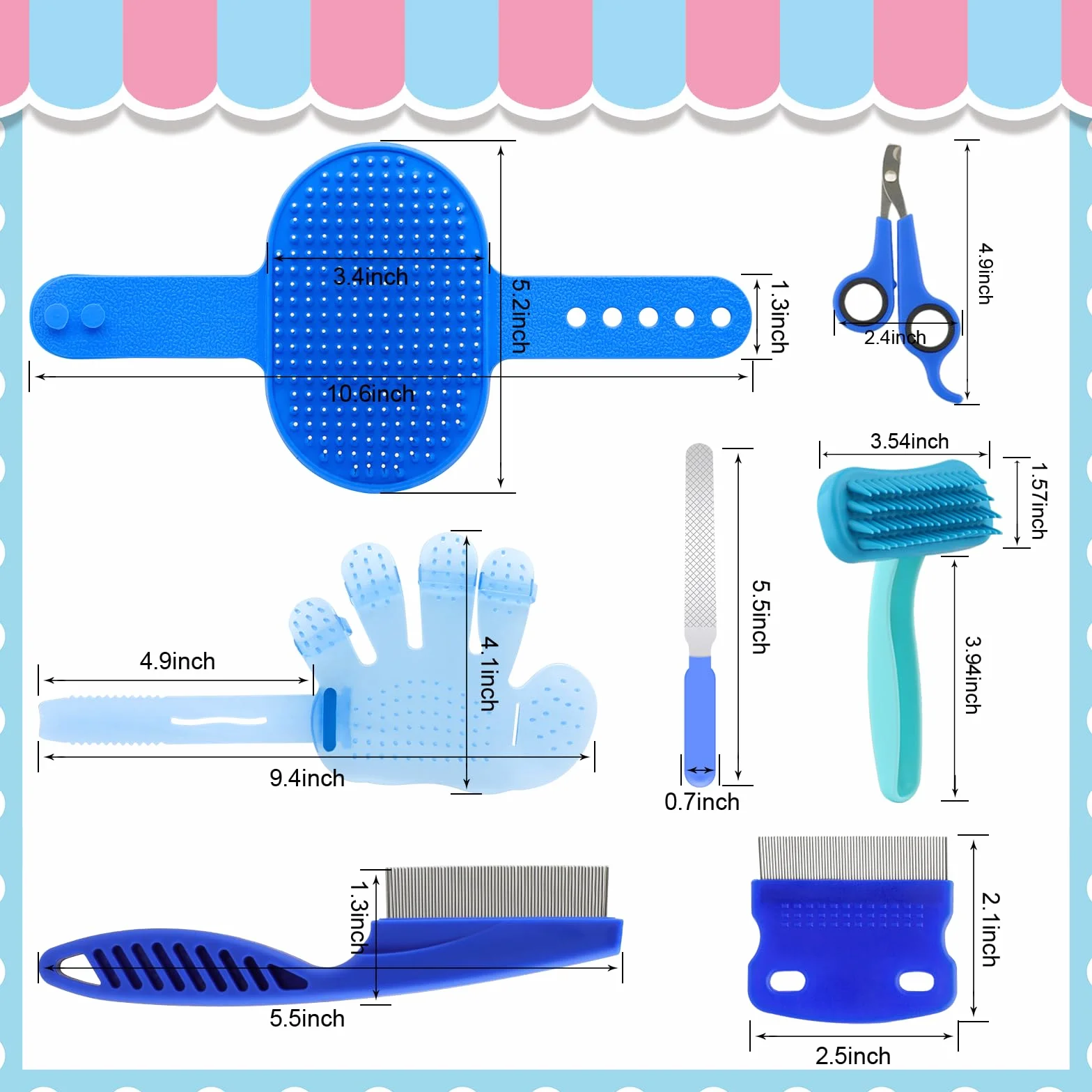 Kit de toilettage pour lapins avec brosse, coupe-ongles et peignes pour animaux de compagnie