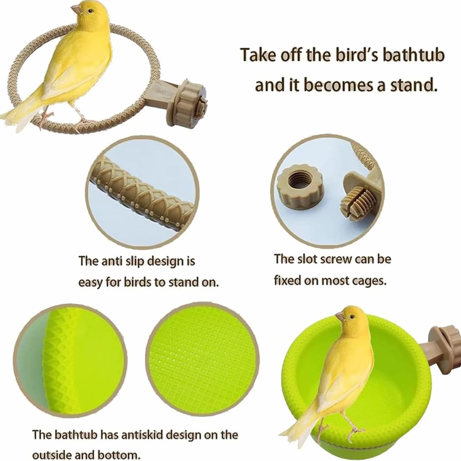 MEISO Baignoire Suspendue Pour Oiseaux, Douche Perroquets Canaris, Accessoire Cage Plastique