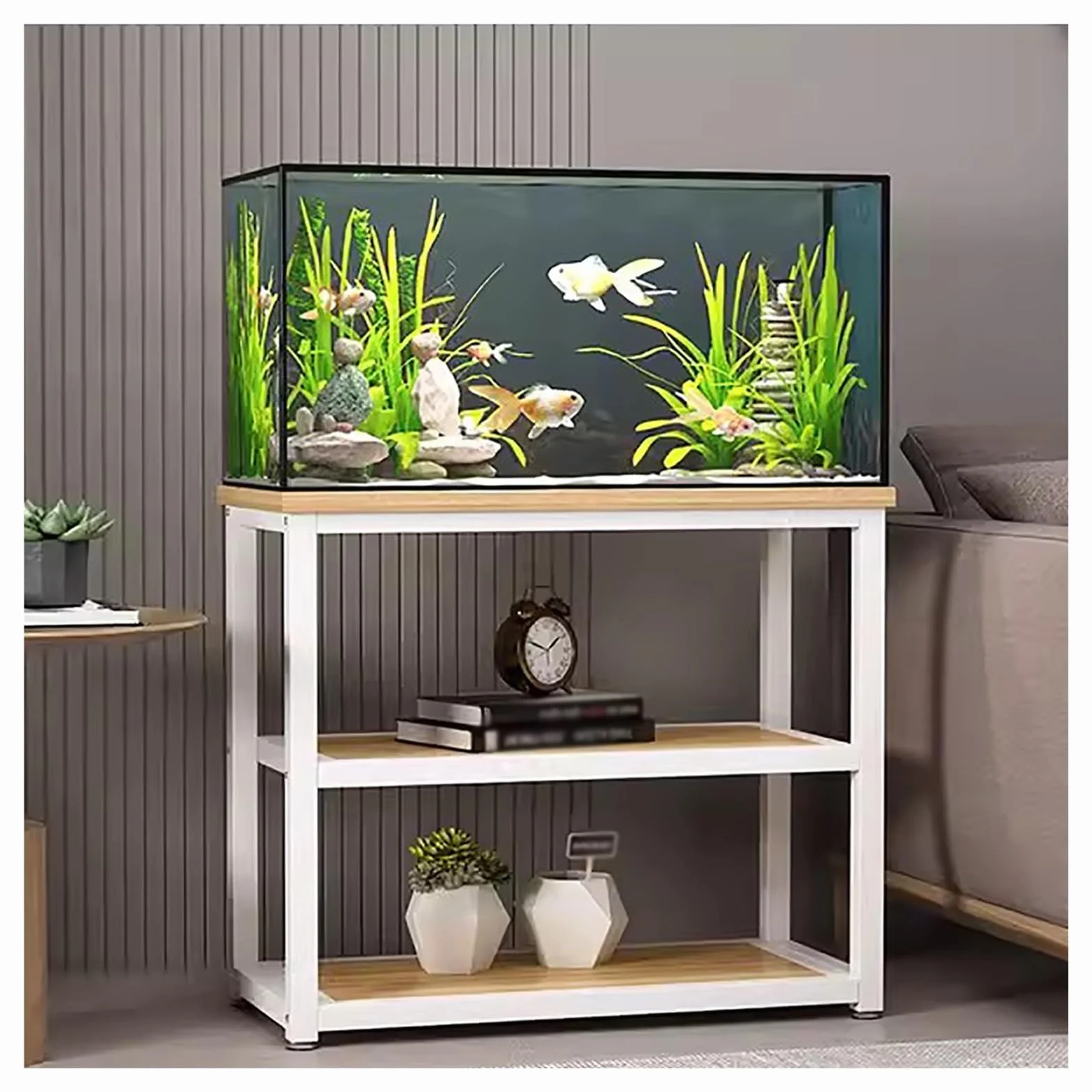 Support pour aquarium Blanc avec rangement 10 20 5 Gallons Meubles pour reptiles