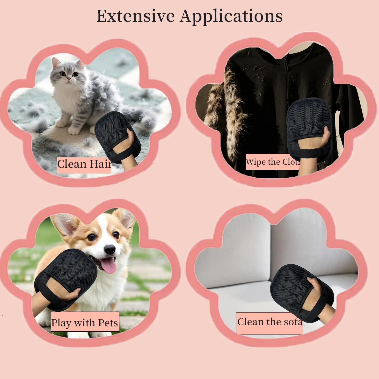 Gant Anti Poils Animaux, 2 Gants, Faciles à Nettoyer, Résistants à l'Usure
