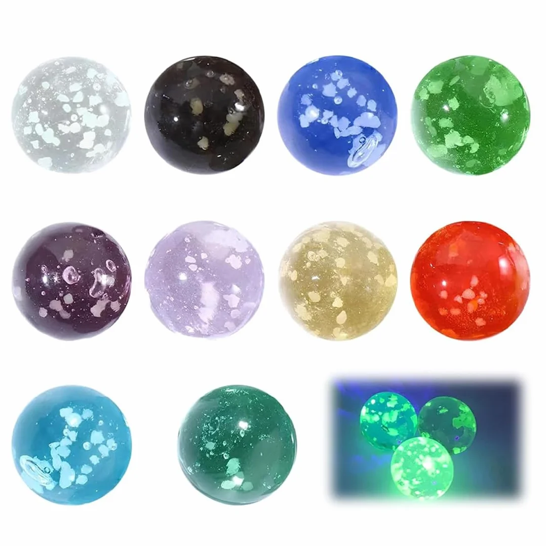 Billes en Verre Phosphorescentes, Pois Multicolores, Boîte Plastique Transparente, pour Circuit de Billes, DIY