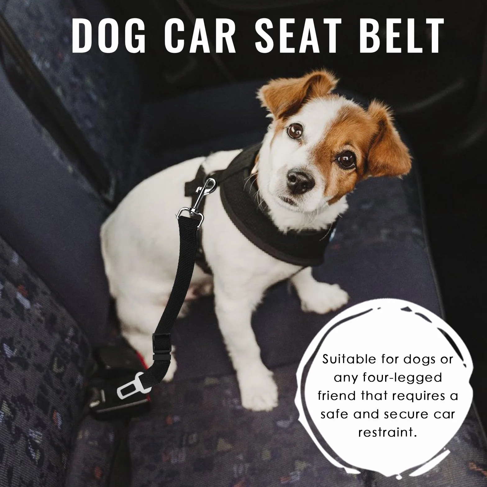 Ceinture de Sécurité Universelle pour Chien - Harnais Laisse Réglable pour Siège de Voiture - Animaux de Compagnie