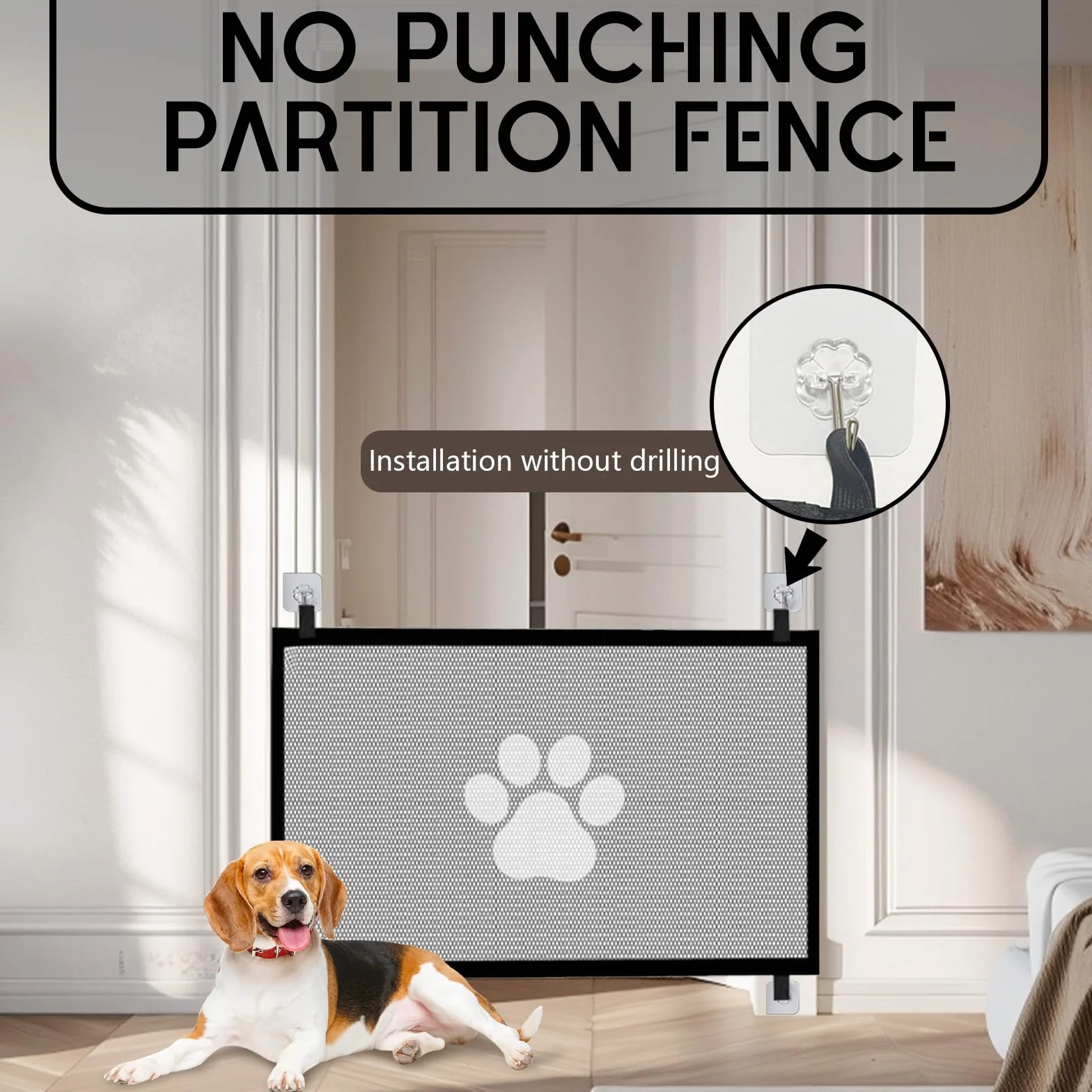 Barrière de Sécurité Chien 110x78cm Résistante Sans Percage Escaliers