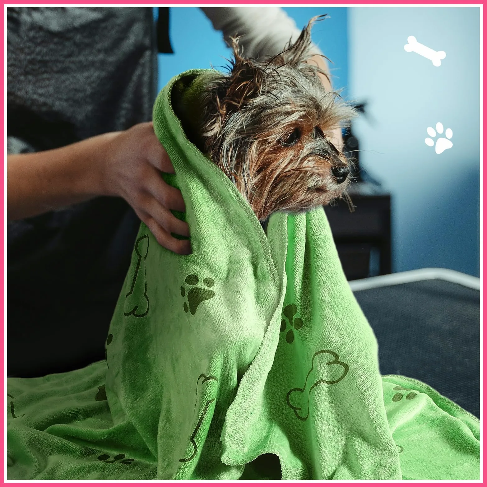 Chumia Lot de 8 serviettes de bain en microfibre à séchage rapide pour chiens et chats - Serviettes de bain absorbantes pour chiens et animaux de compagnie de taille moyenne (45,7 x 71,1 cm, couleur