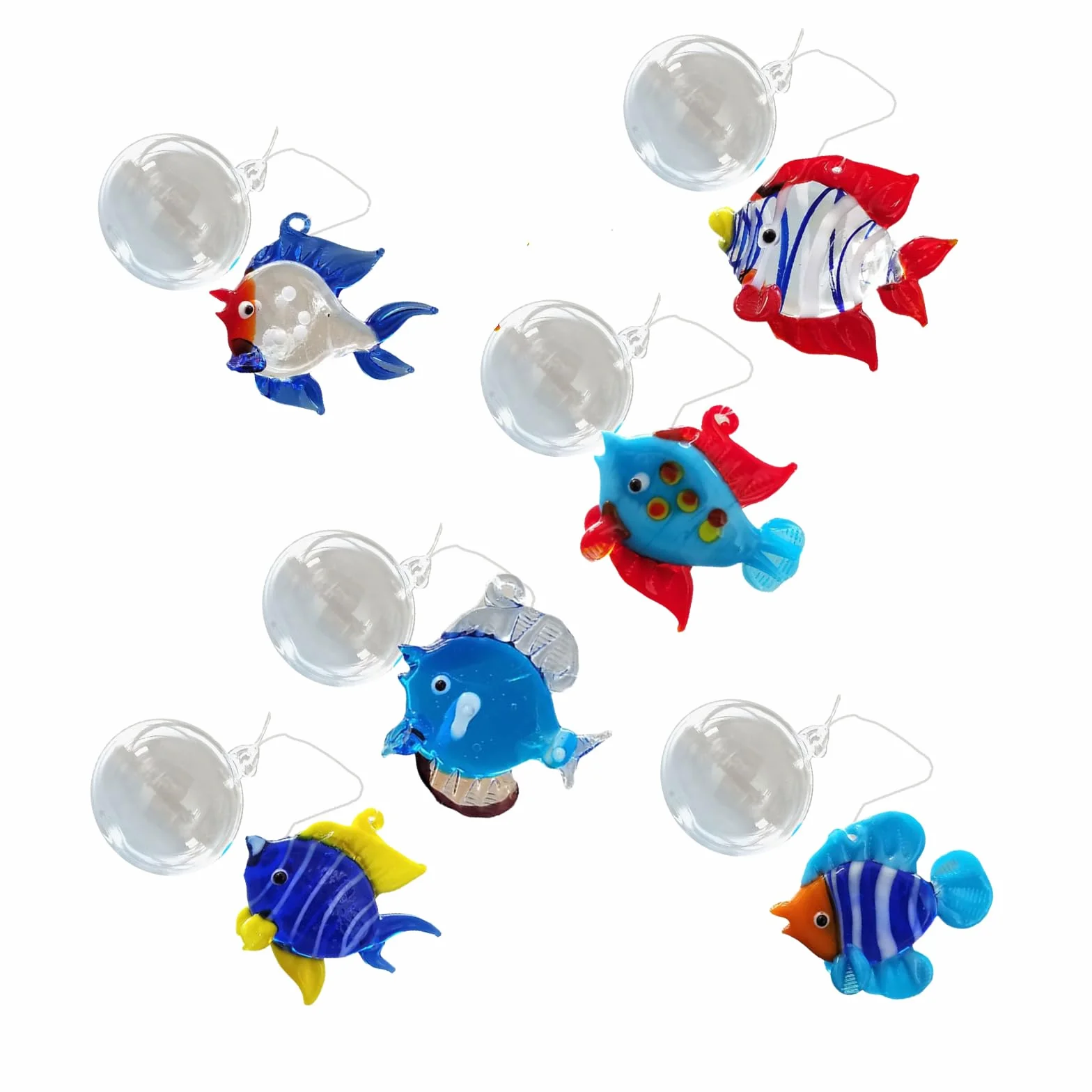 Lot de 6 boules flottantes en verre coloré pour aquarium