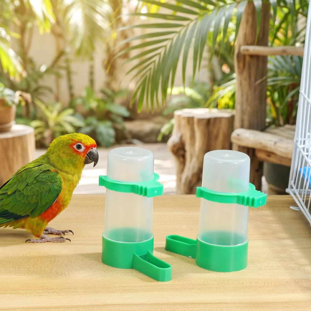 Hohopeti Distributeur d'eau Automatique pour Oiseaux en Cage 10 Pièces Abreuvoir Anti-Gaspillage 60Ml Bec Incliné