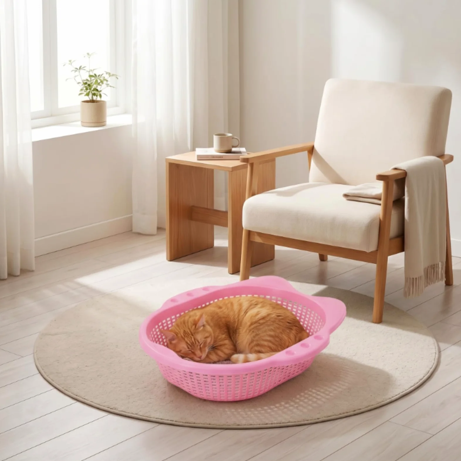Panier Aéré Lavable pour Chats, Petits Chiens, Intérieur, Salon, Gris