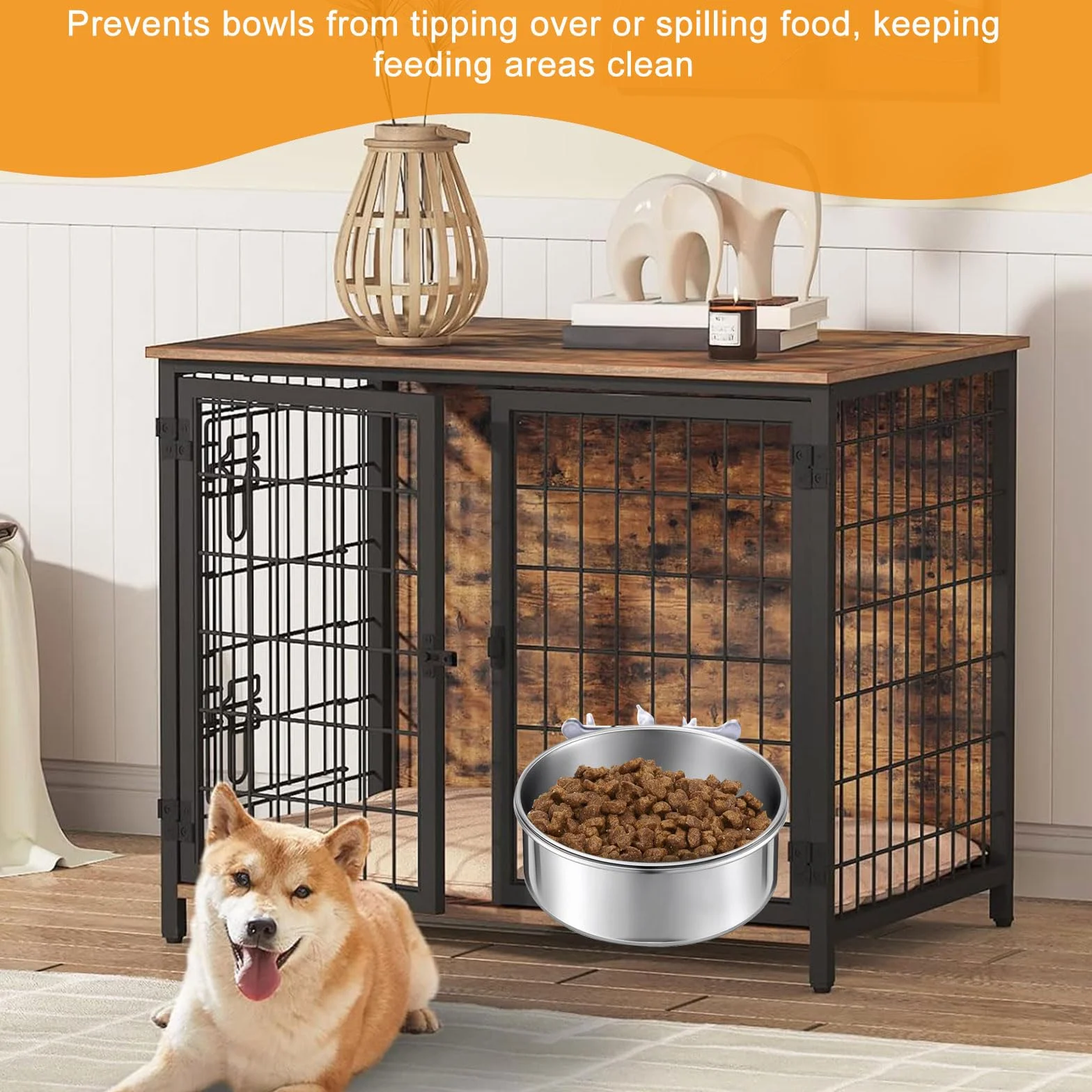 Gamelle à Suspendre pour Chien Chat Bol Acier Inoxydable Anti-Renversement Stable Durable