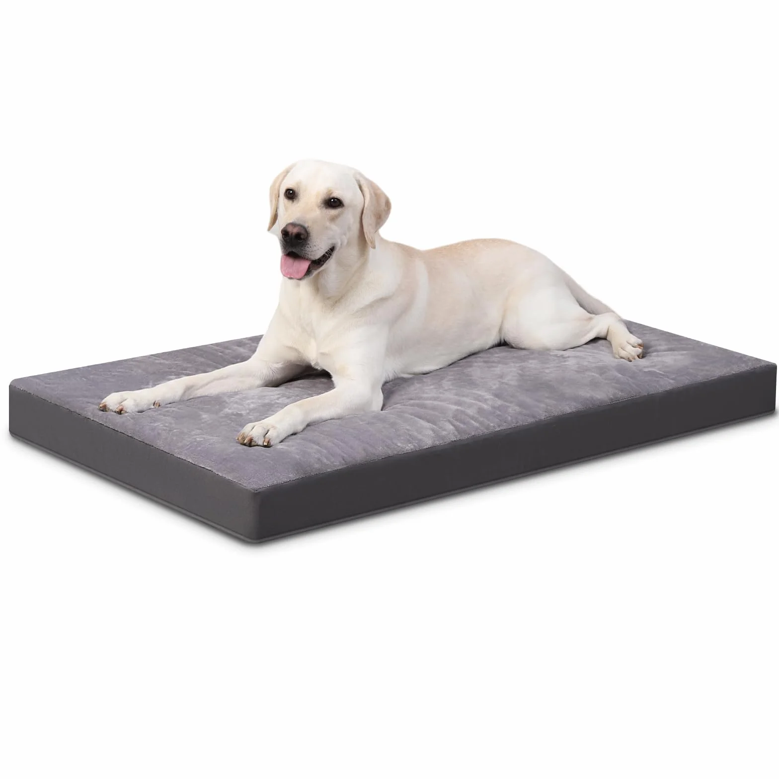 Panier Coussin Chien Dehoussable Lavable XL, Grande Taille Lit pour Chien Orthopédique, Tapis Matelas, Fond Antidérapant, Gris, 104x68x8cm