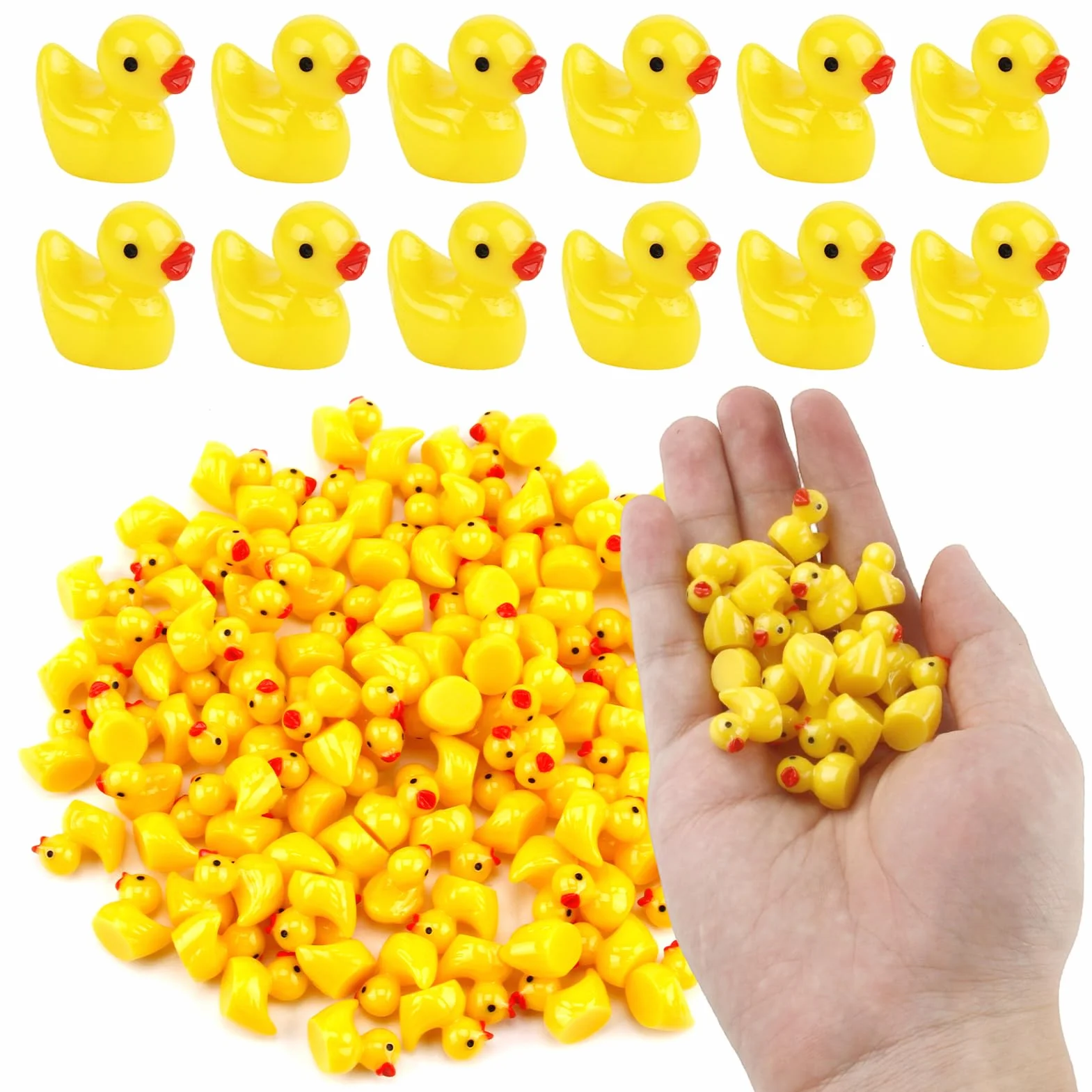 Mini Canards en Résine 100 Pcs, Petits Canard Miniature Résine, Figurines de Canard pour Bricolage Aquarium Jardin