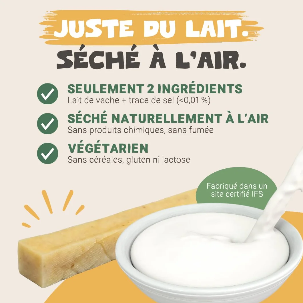 Pets Purest Barres au Lait de Yak de l'Himalayan à Mâcher Large - Friandises Naturelles Os au Fromage pour Chiens
