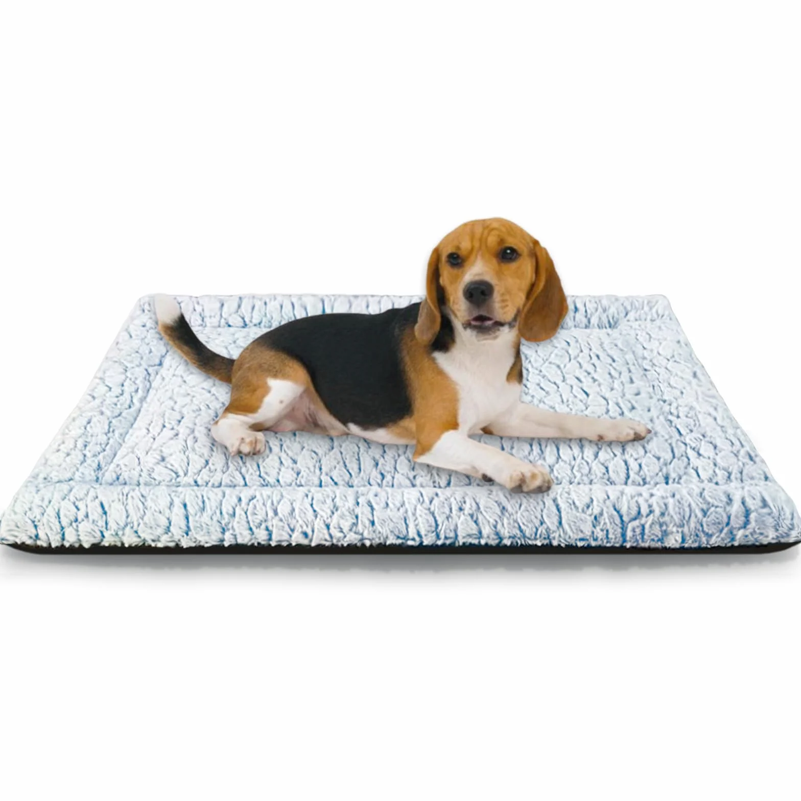 Tapis Chien Court en Peluche pour Chiens de Moyen Taille, Matelas Chien, 94 x 61 cm, Bleu