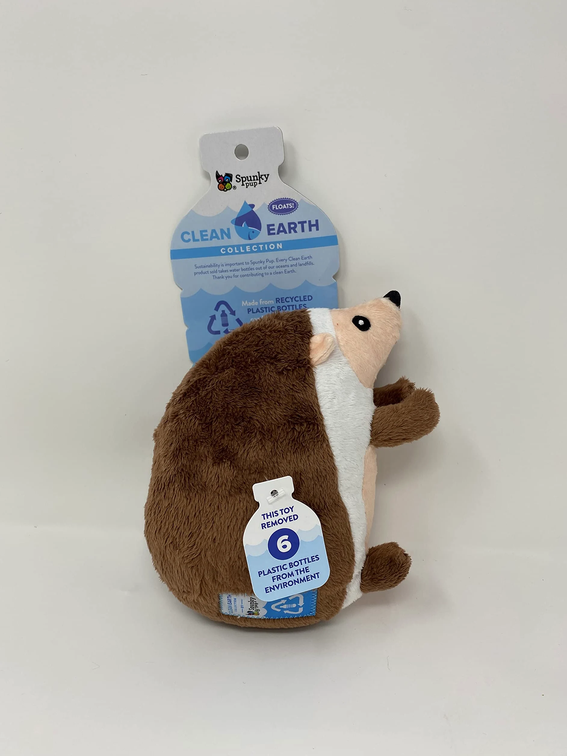 Spunky Pup Clean Earth Hérisson en Peluche | Fabriqué à partir de Bouteilles d'eau 100% recyclées | Taille L