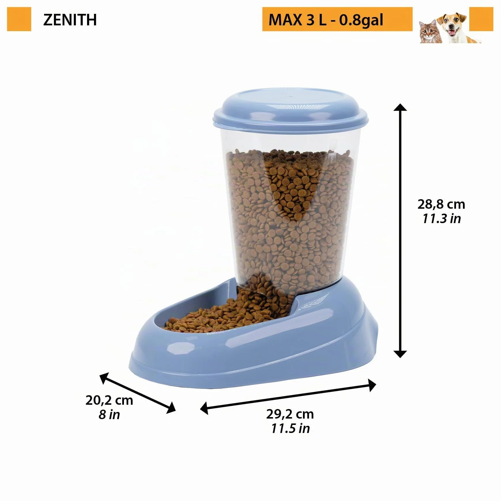 Ferplast Distributeur de croquettes Zenith 3 L 20,2x29,2x28,8 cm Bleu