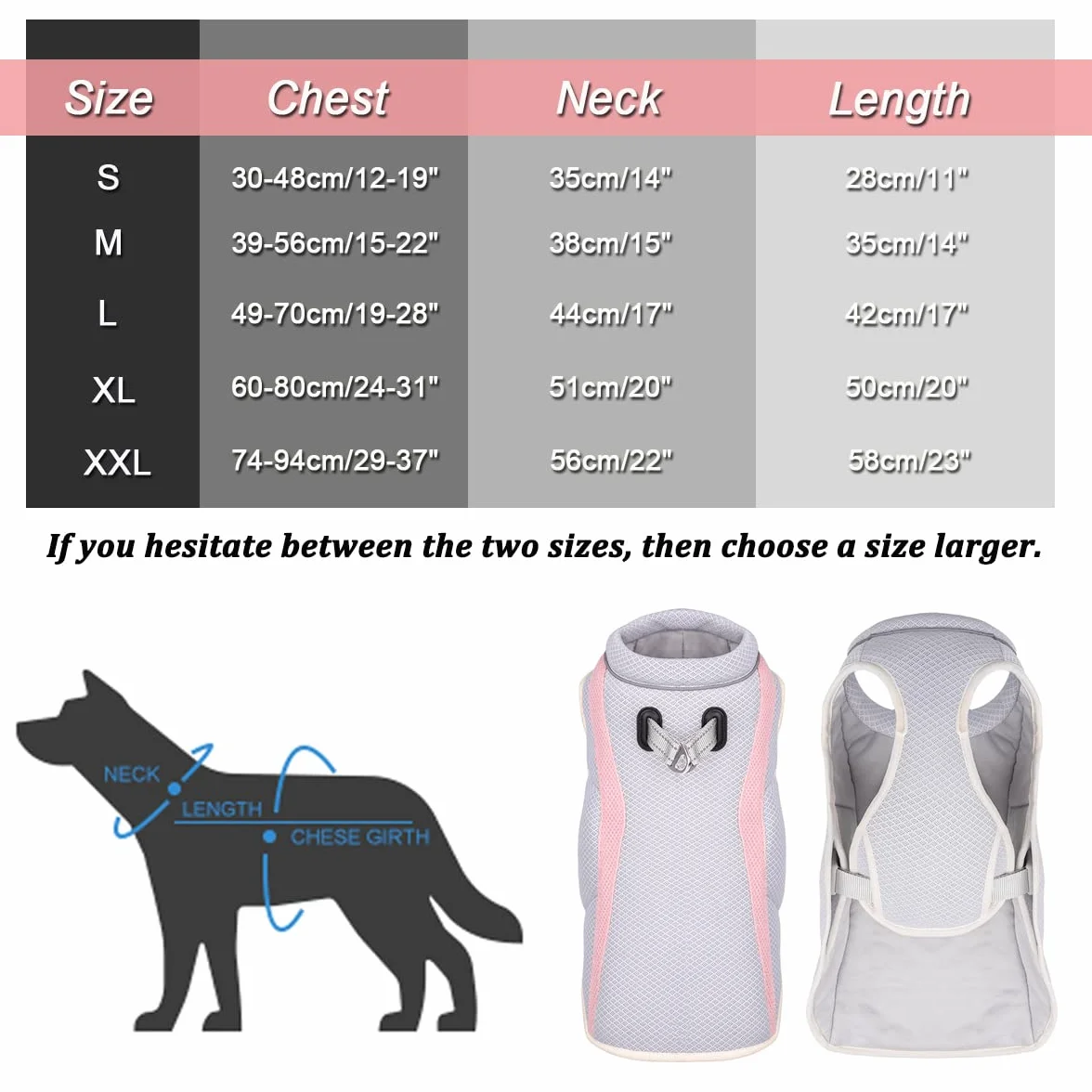 Harnais Gilet Rafraîchissant pour Chien Veste Rafraîchissante en Maille Respirante Ajustable avec Bande Réfléchissante
