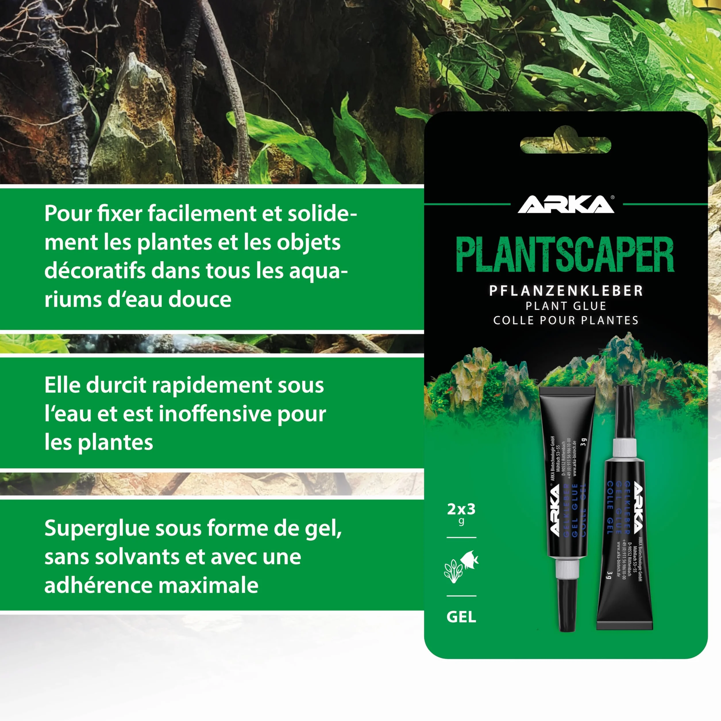 MICROBE-LIFT Plantscaper Colle Plantes Aquarium Gel 2×3 g Aquascaping Mousse Racines
