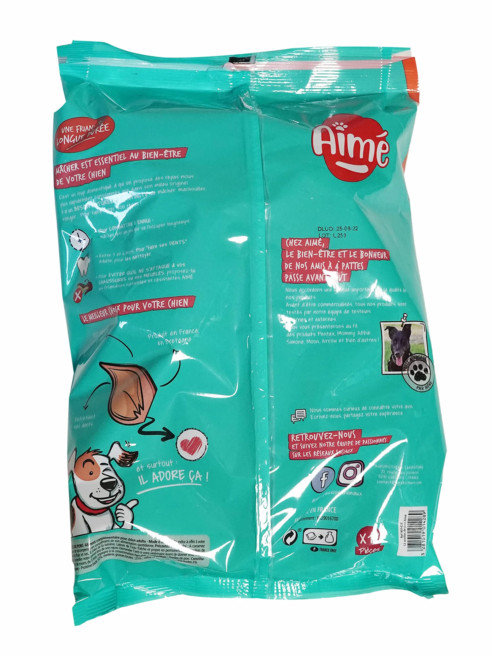 Aimé Oreille de Porc pour Chien, Friandise à mâcher 100% naturelle, Sans conservateur ni colorant, 12 Unité