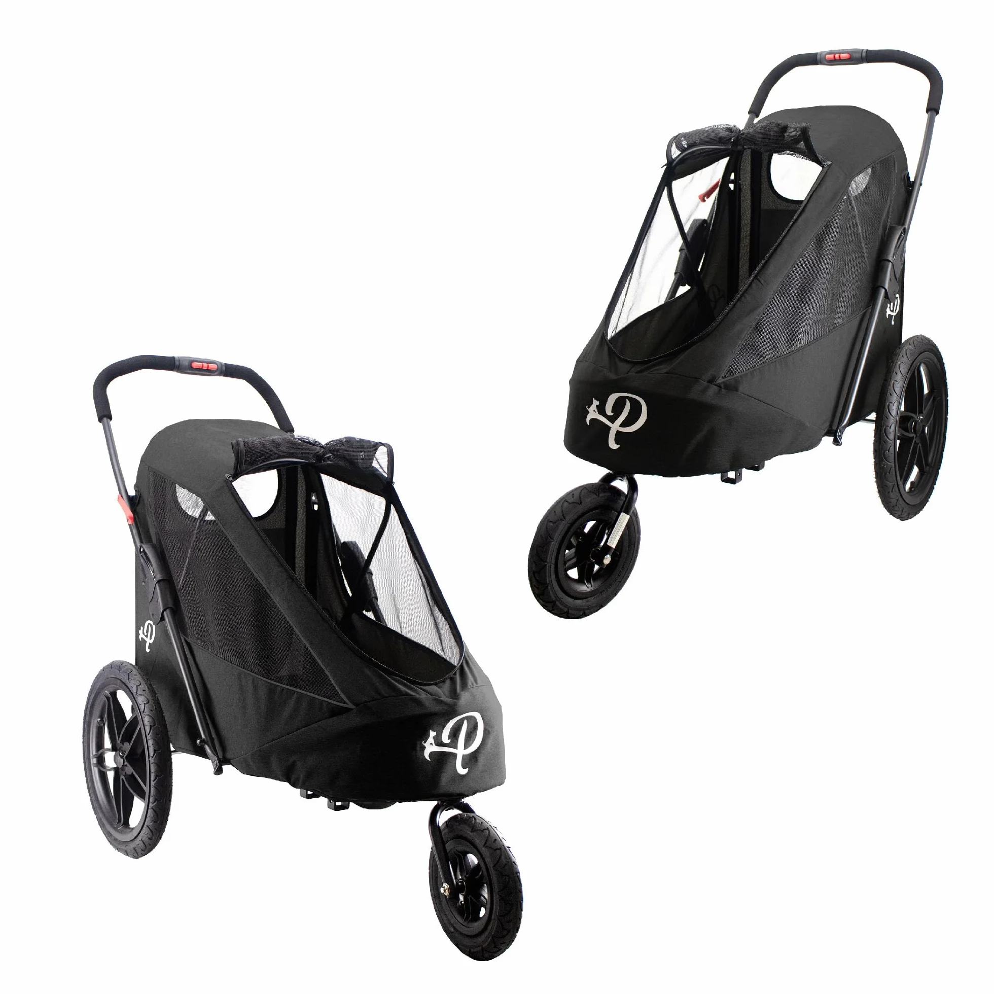 Breeze Black | Remorque de vélo de Luxe pour Chien | Jogger de Grande Taille | Pliage à Une Main | Pneus pneumatiques | Housse de Pluie Incluse | Pompe à Pneu | Adaptateur de vélo