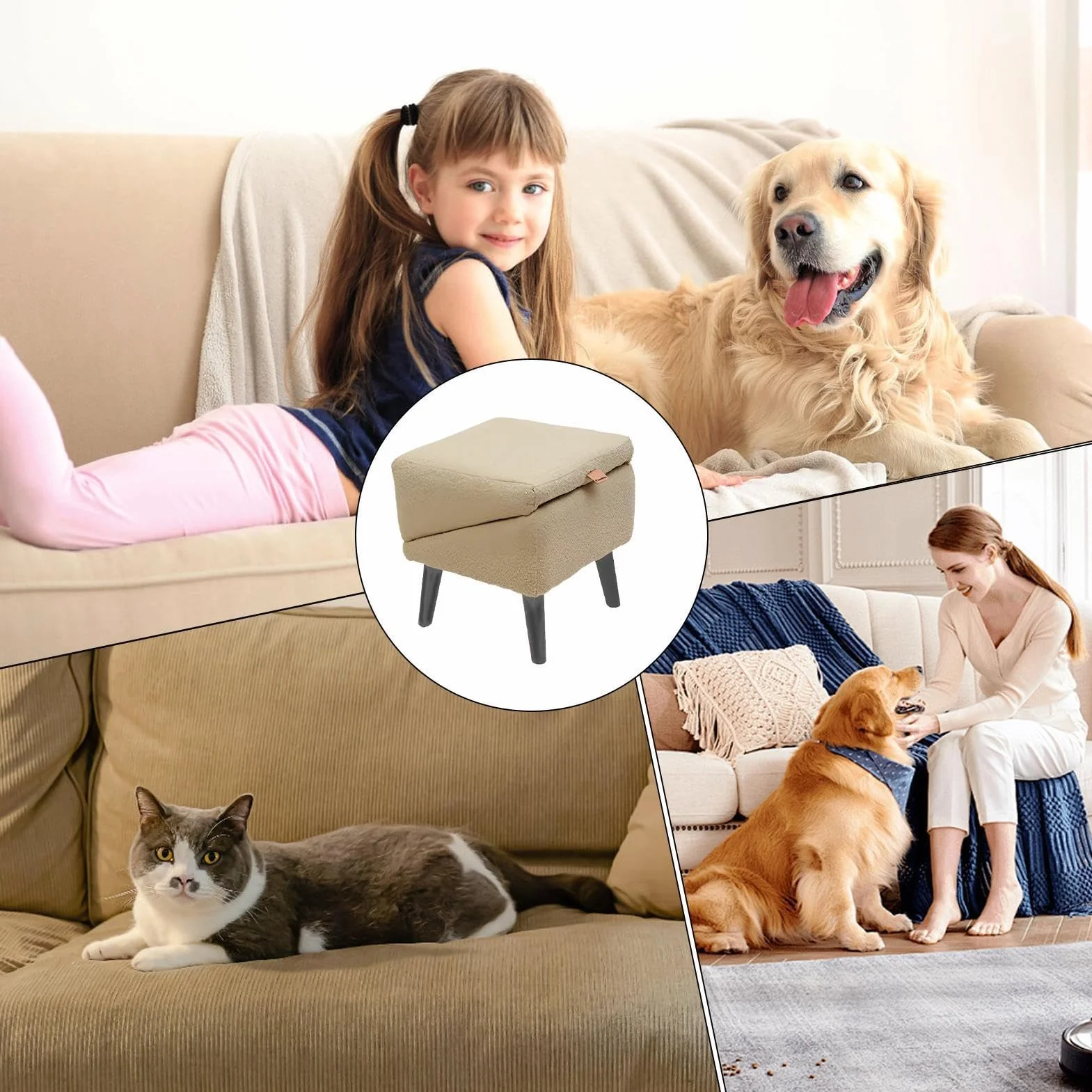Rampe Tabouret Rampe Ottomane Pliable Antidérapante pour Canapé, Chien, Chie-n Antidérapante Chiens & Chats Âgés Monter Canapé Et Lit
