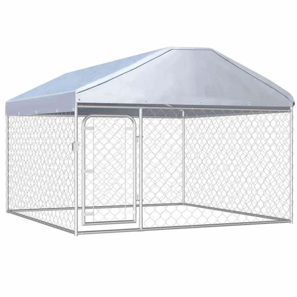 vidaXL Chenil d'Extérieur avec Toit pour Chiens 2x2x1,35 cm Enclos Cage