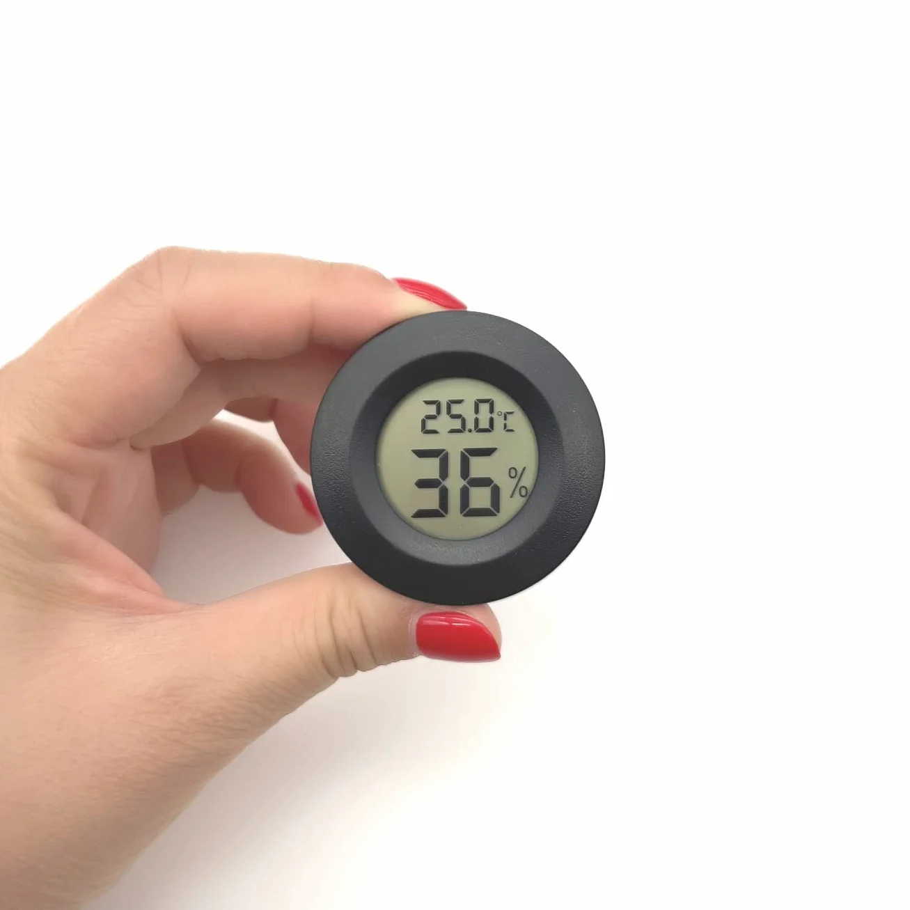JZK Lot de 3 petits thermomètres hygromètres numériques ronds avec batterie pour voiture/chambre/salle de bain, moniteur d'humidité, jauge de température et d'humidité pour réservoir de reptiles