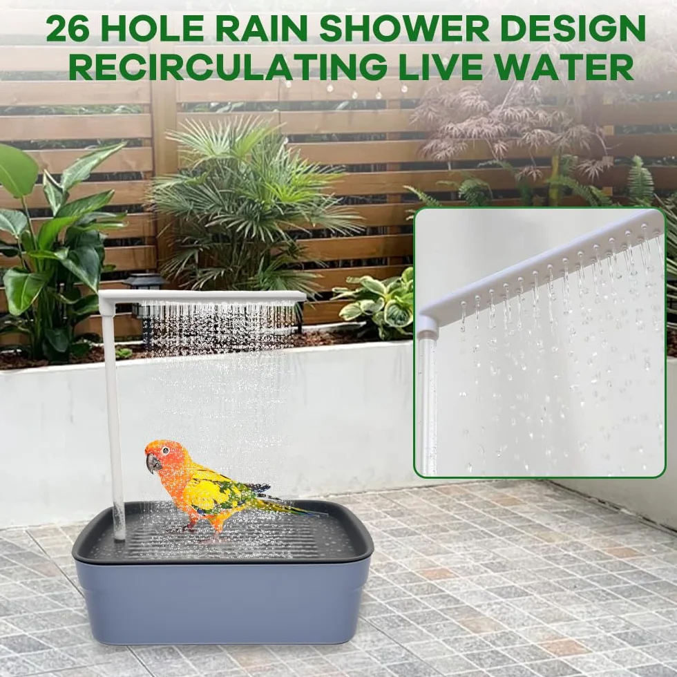 Baignoire Oiseaux Automatique Électrique avec Douche à Circulation Eau pour Perroquet