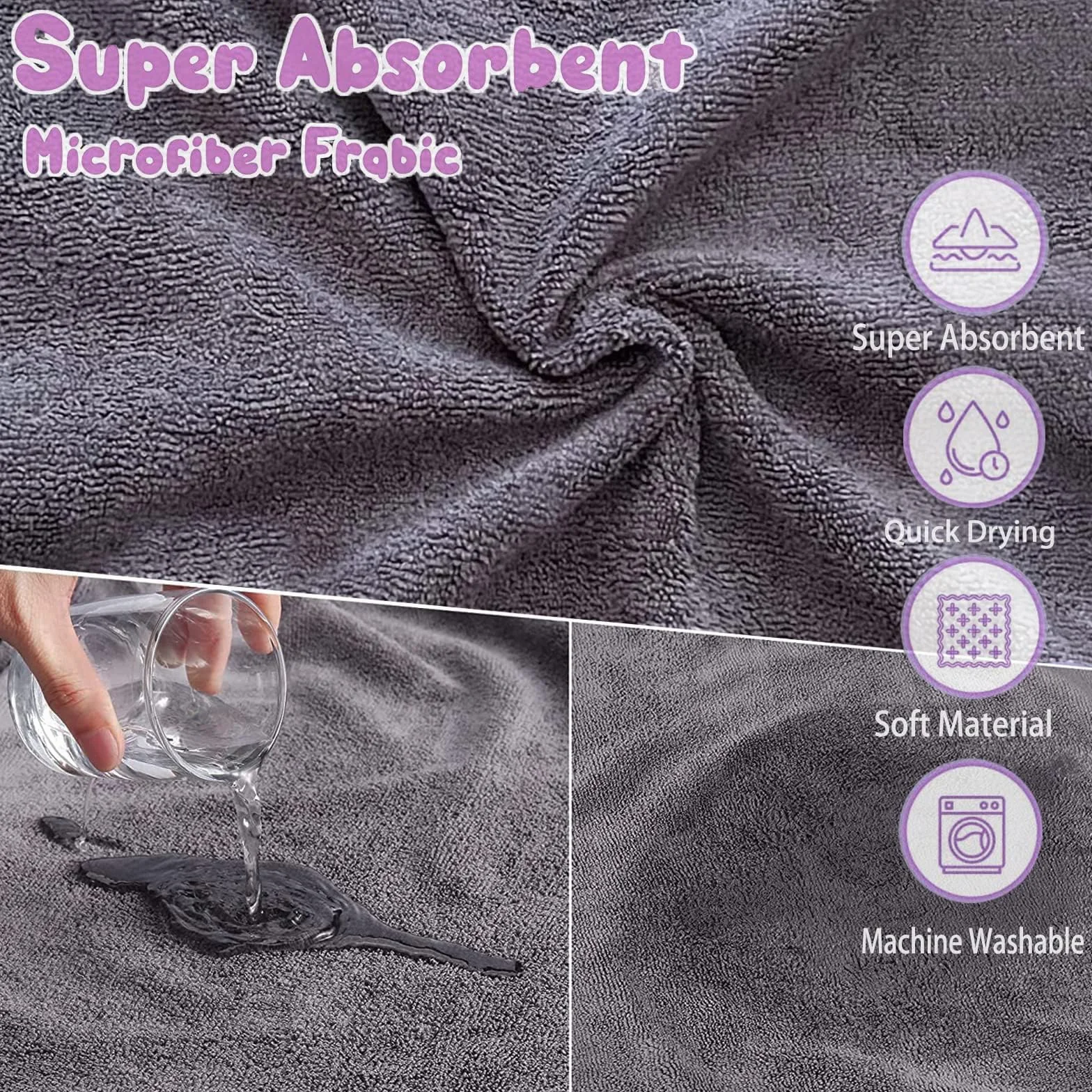 Peignoir pour Chien Super Absorbante, Séchage Rapide, Taille Moyenne/Grande